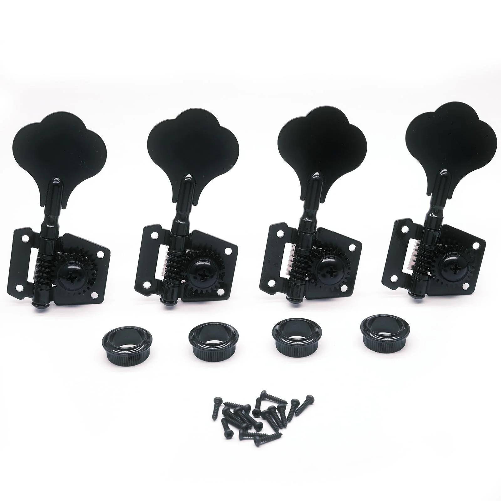 4R Opened Electric Bass Guitar Tuning Pegs Machine Heads Tuners for Bass for Jazz Precision P Bass Replacement (4R Black) 4R Black