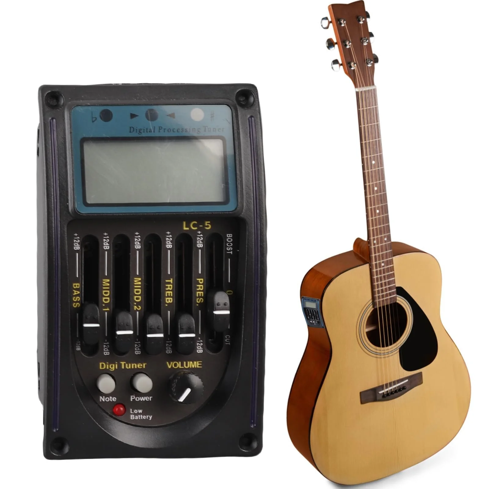 5 Band Guitar Pickup EQ Equalizer Piezo Pickup with LCD Display Tuning Function Guitar Preamp Pickup - Image 2