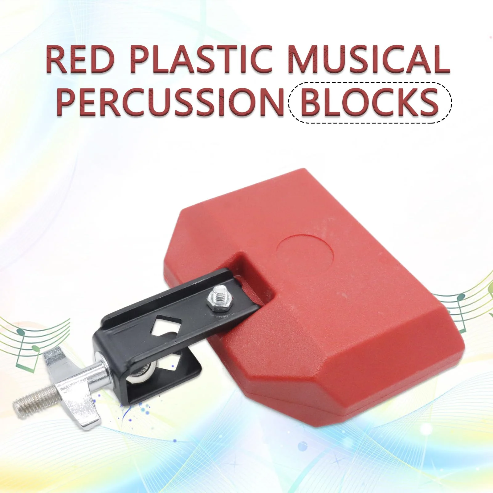 5" Jam Block, Red Plastic Musical Percussion Blocks, Adjustable Mounting Bracket, Latin Drum Instrument Compatible for Various Music Genres, Enhancing The Rhythm of Musical Performance - Image 2