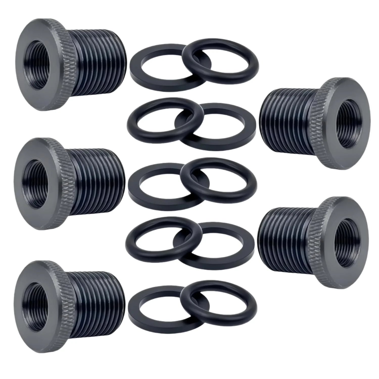 5 Pack Thread Adapters and 10 PCS Washers, 1/2 * 28-3/4 * 16, Black Durable black-4