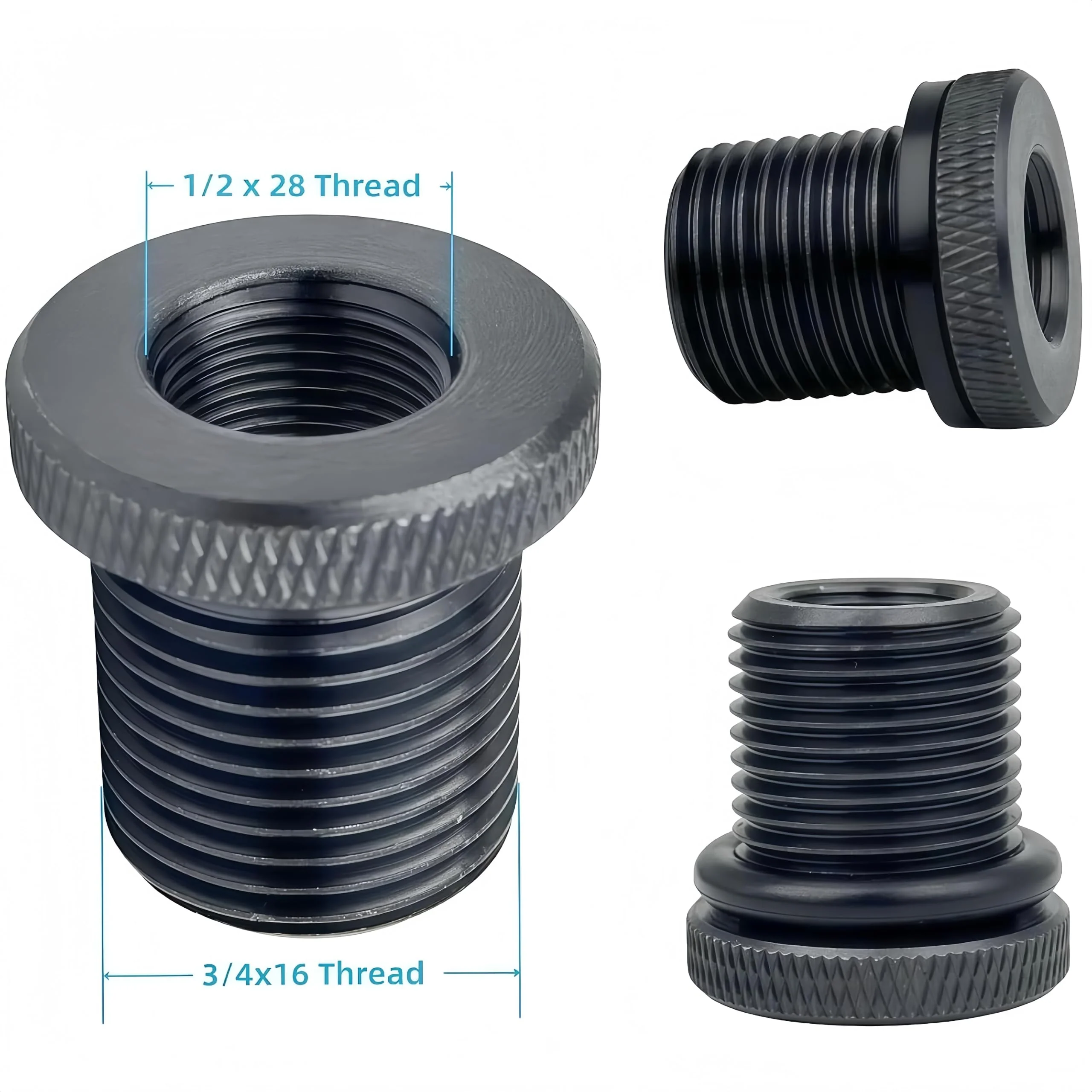 5 Pack Thread Adapters and 10 PCS Washers, 1/2 * 28-3/4 * 16, Black Durable black-4 - Image 3