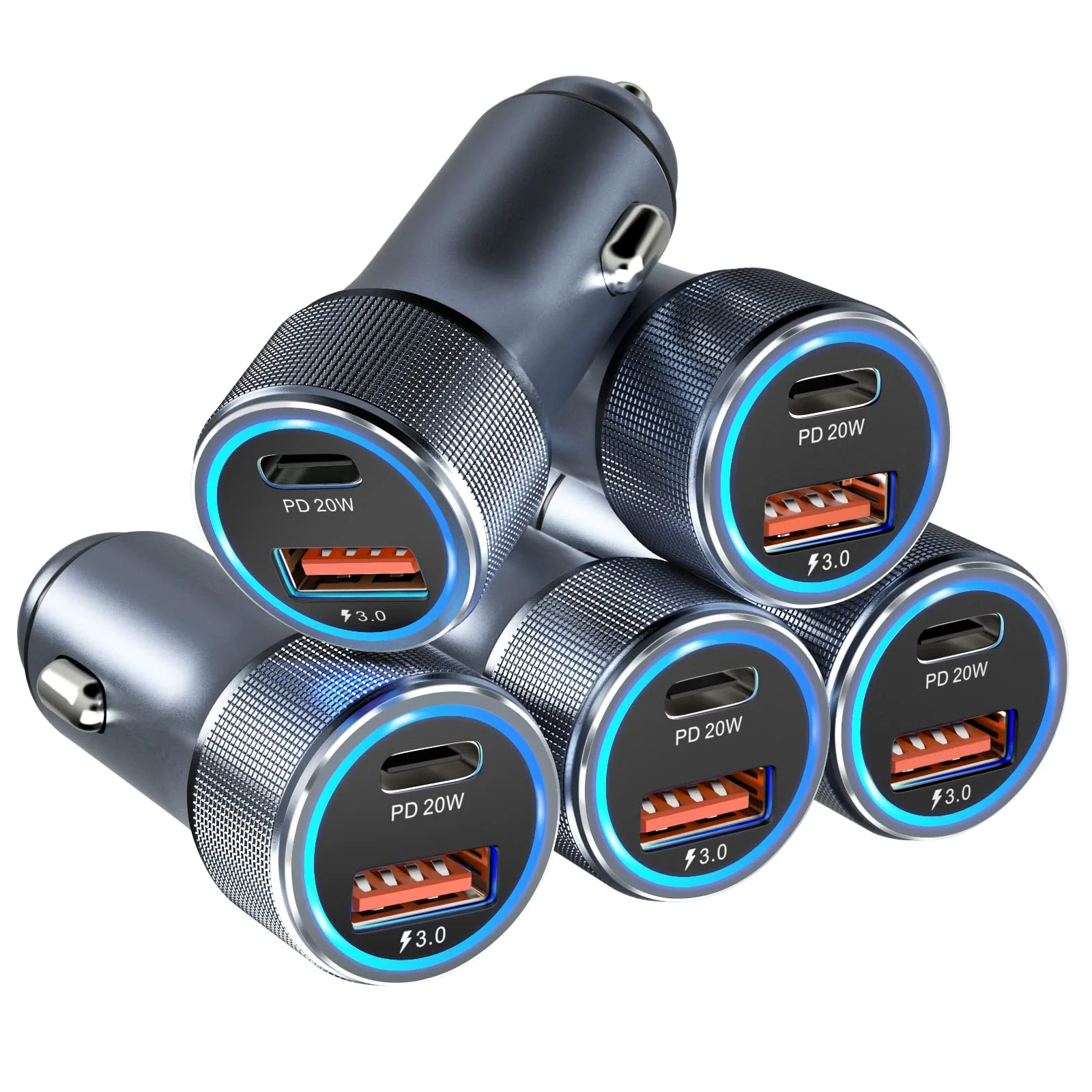 5 Pack USB C Car Charger, Bangfun 36W Dual USB Car Charger Adapter Fast Charge PD&QC 3.0 Cigarette Lighter USB Charger Compatible iPhone 15 14 13 12 11 Pro Max SE,iPad,Samung S24/S21/S20, Pixel(Grey) Grey