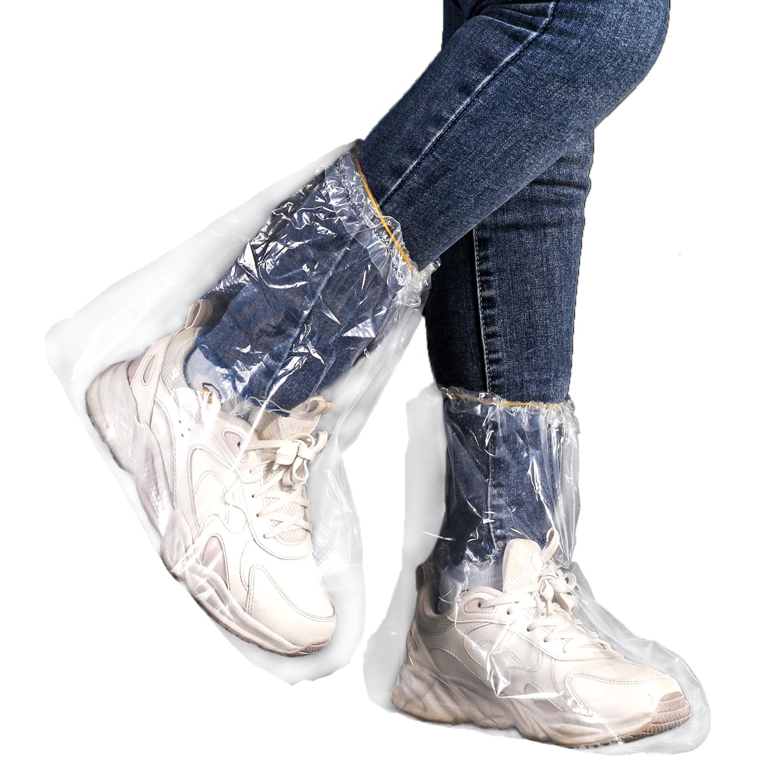 5 Pairs Waterproof Rain Shoe Covers with Elastic Band, Disposable Boot Covers for Men and Women, Transparent Overshoes Waterproof Non-Slip for Outdoor Camping