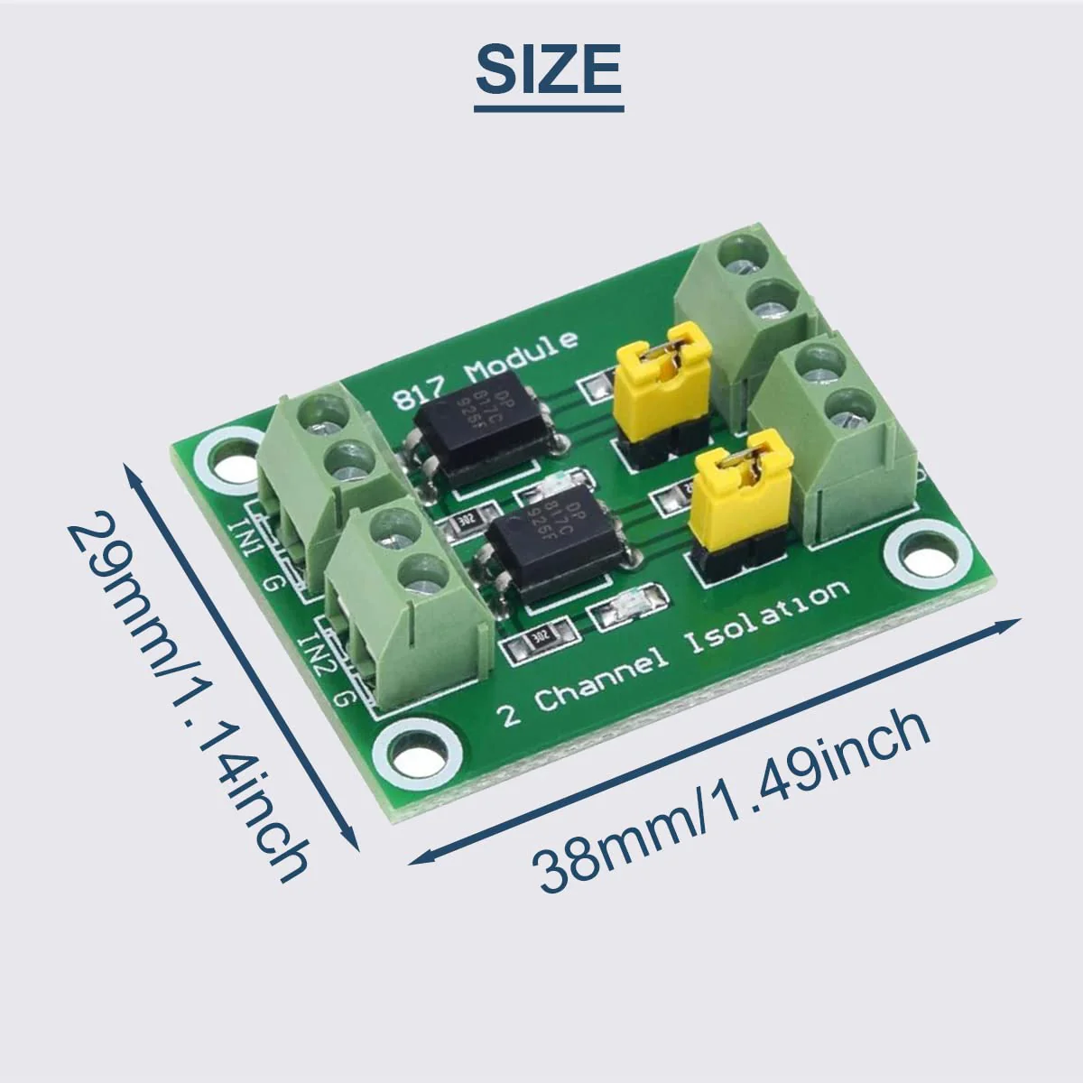 5 Pcs PC817 2 Channel Optocoupler Isolation Module 3.6-30V Voltage Converter Driver Photoelectric Isolated Board for Control Relay with 24AWG Wire - Image 3