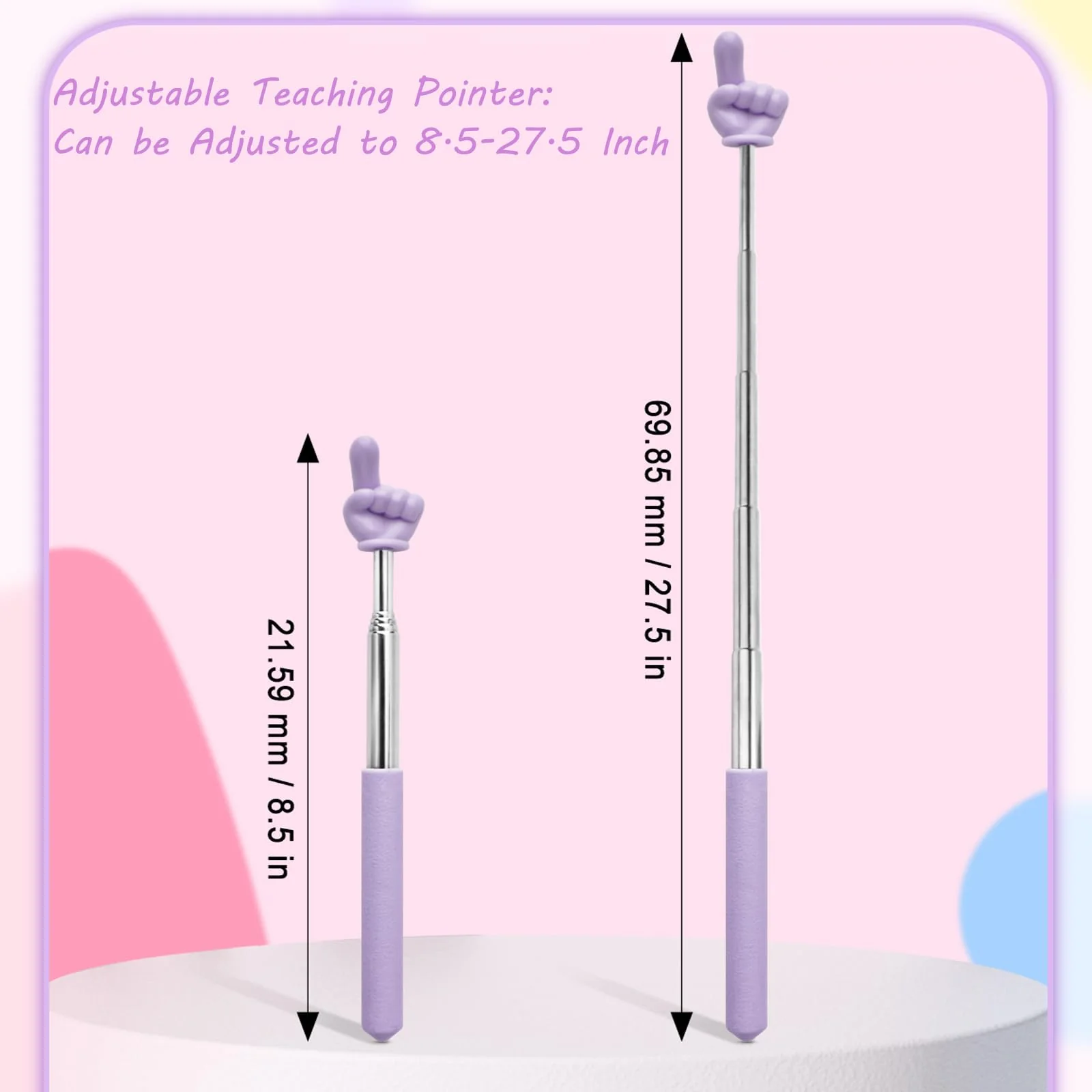 5 PCS Retractable Teacher Pointer Stick for Classroom Kids Reading Finger Pointer Stick for School Kindergarten Elementary, Classroom Supplies - Image 2