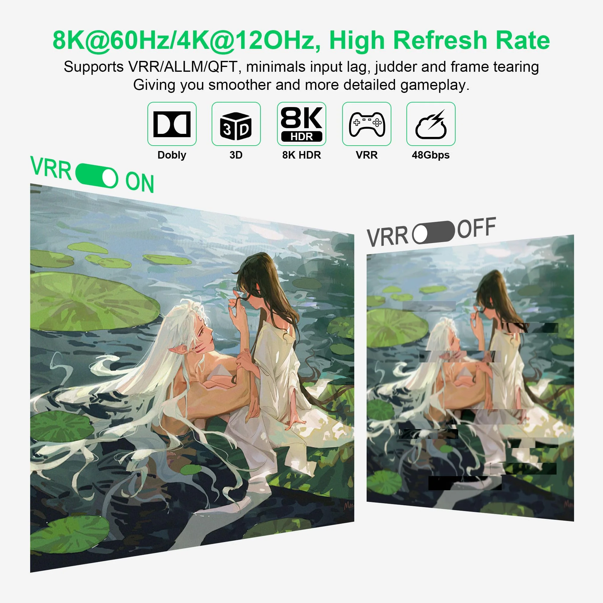 5 Port HDMI 8K Switch with Remote, HDMI 2.1 Switch 4K@120Hz 8K@60Hz HDMI Switcher Splitter 5 in 1 Out, 48Gbps, HDR10+, HDCP 2.3 CEC VRR, for PS5/PS4, Xbox X, TV - Image 4