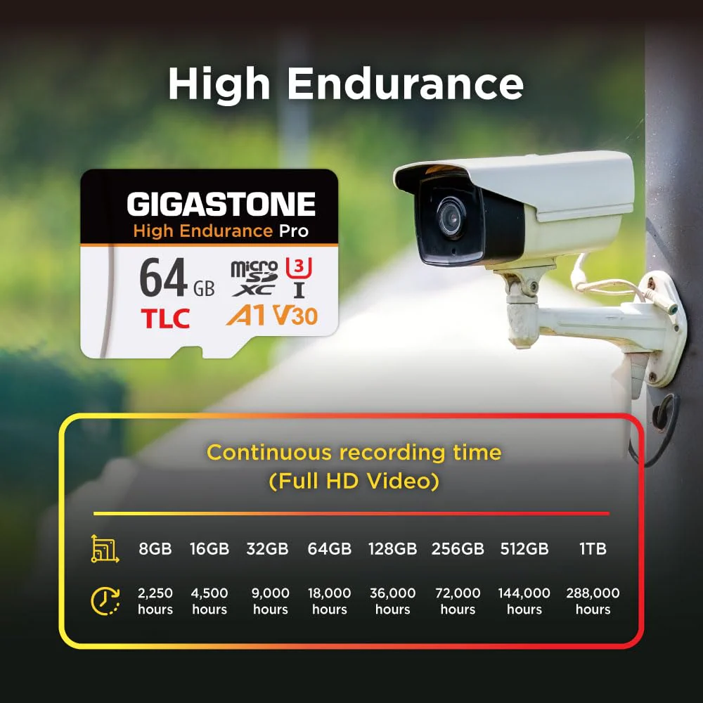 【5 Yrs Free Data Recovery】【Dash Cam】 GIGASTONE 64GB Micro SD Card, TLC High Endurance Pro, Speed Up to 95MB/s, Compatible with REDTIGER Rove VIOFO VANTRUE PRUVEEO ARIFAYZ, MicroSDXC UHS-I A1 V30 U3 64GB High Endurance Pro 1-Pack - Image 7