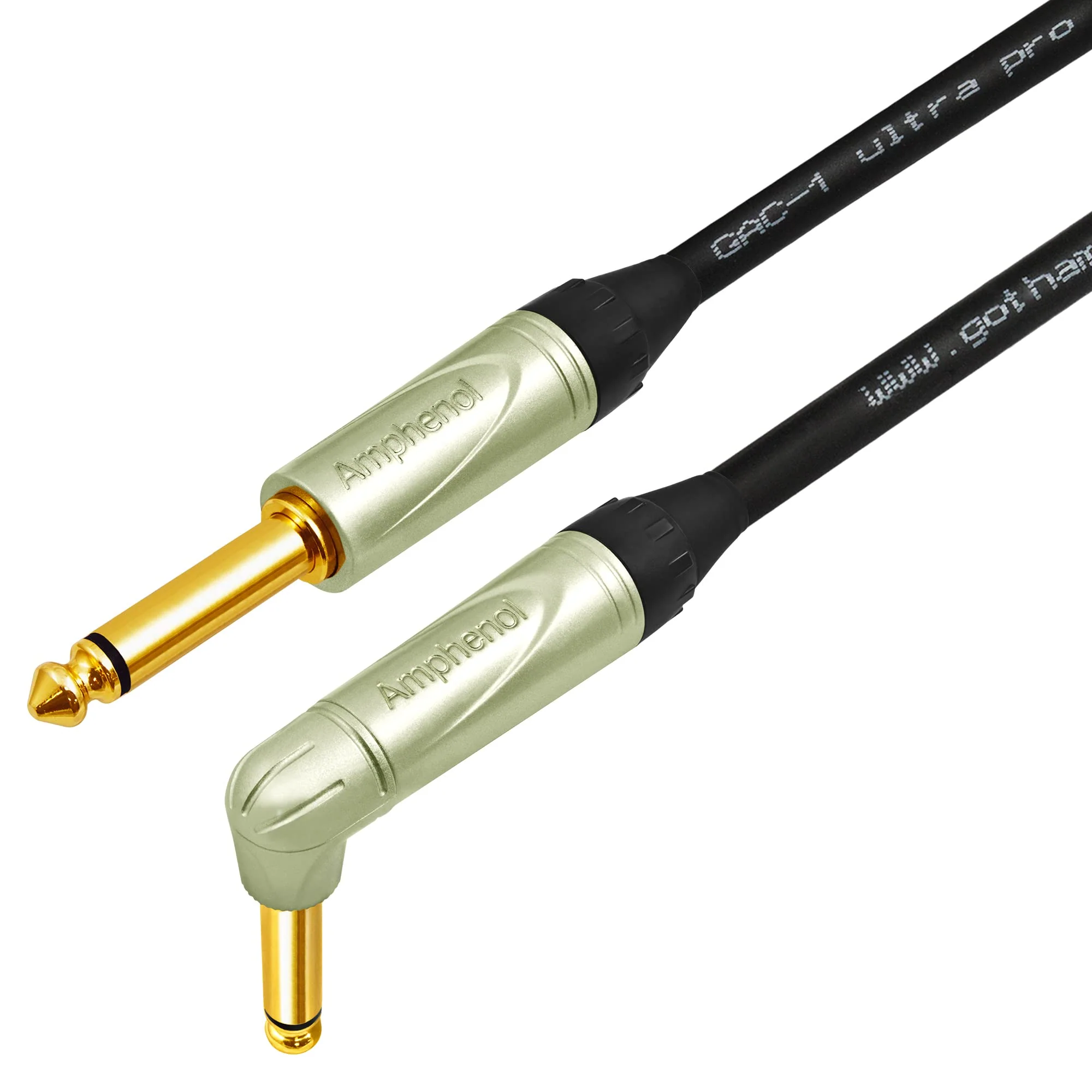 50 Foot - Gotham GAC-1 Ultra Pro (Black) - Premium, Low-Capacitance (21 pf/F) Guitar Bass Instrument Cable - Amphenol QM2R-AU & QM2P-AU ¼ Inch (6.35mm) Gold TS Connectors - Image 5