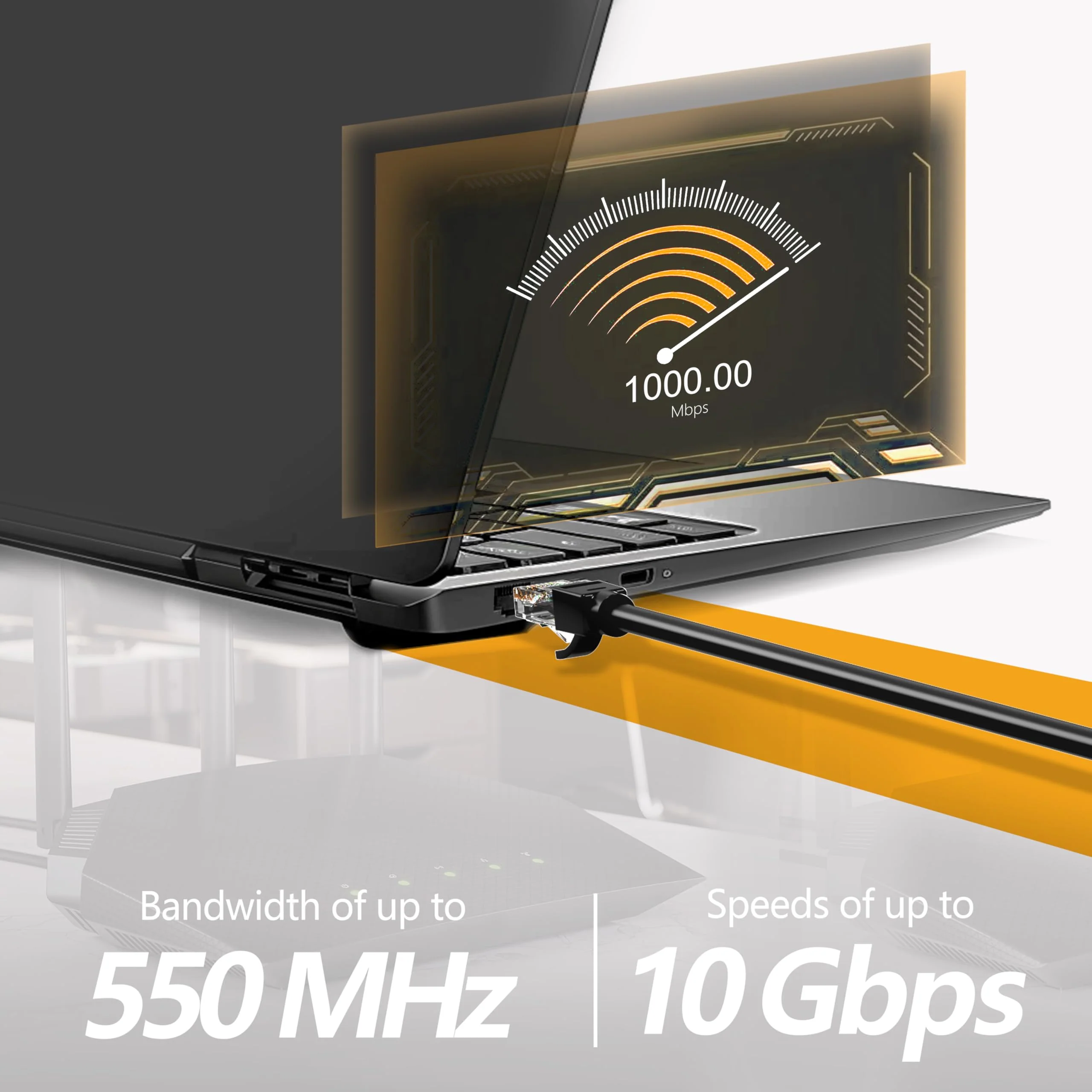 50 Ft Ethernet Cable for Cat5E/Cat6, 10Gbps 24AWG Cat6 Network Cable, Direct Burial Cable, UTP, LLDPE, RJ45 Patch LAN Cord, Waterproof, Indoor&Outdoor, Cat 5E Internet Cable in Black for PC 50Ft - Image 3