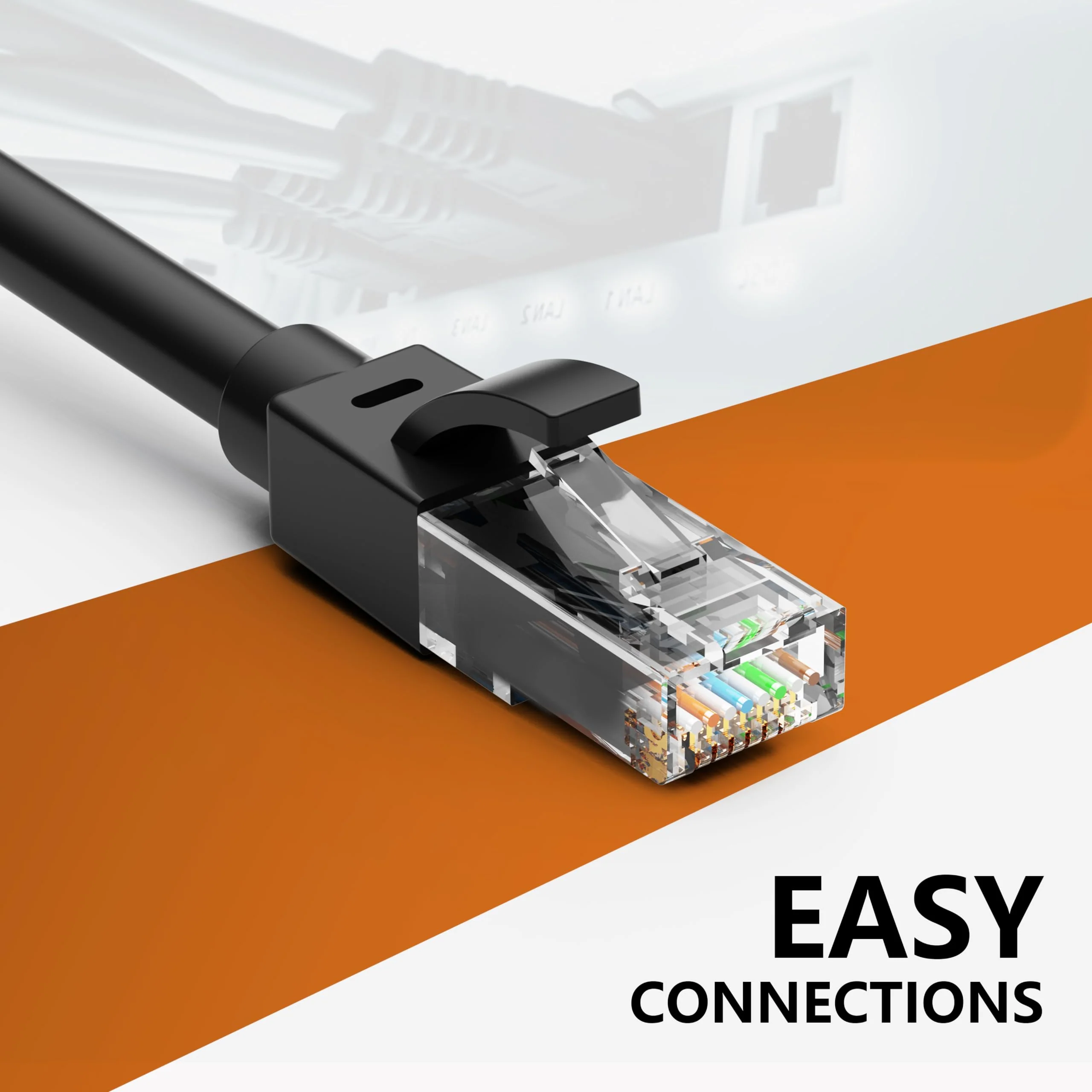 50 Ft Ethernet Cable for Cat5E/Cat6, 10Gbps 24AWG Cat6 Network Cable, Direct Burial Cable, UTP, LLDPE, RJ45 Patch LAN Cord, Waterproof, Indoor&Outdoor, Cat 5E Internet Cable in Black for PC 50Ft - Image 5