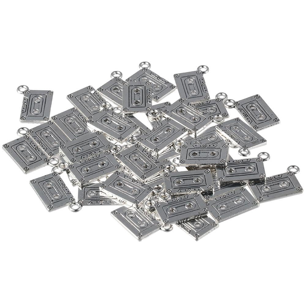 50 Pcs Audio Cassette Tapes Shaped Charms,22x16mm Antique Alloy Charms for Jewelry Making DIY - Image 2