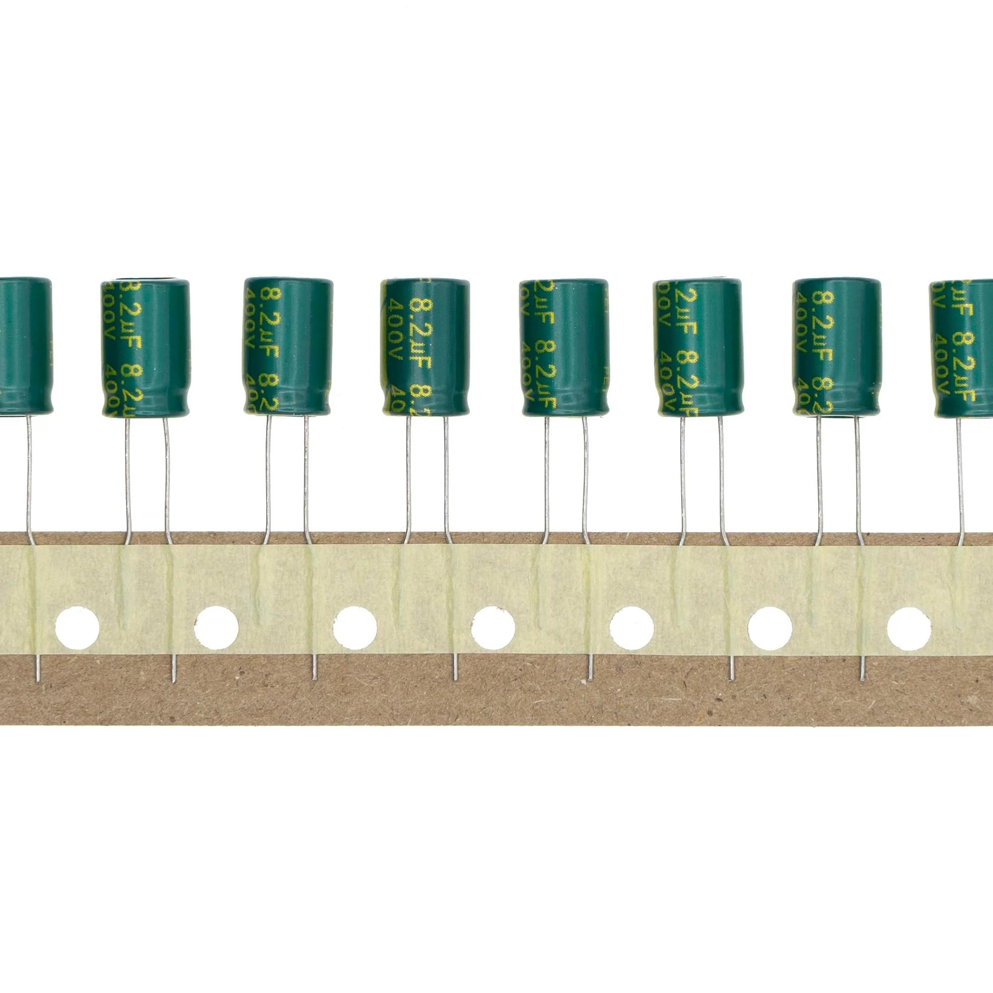 50 Pieces 400V 8.2UF 8x12mm High Frequency LOWESR Plug-in Aluminum Electrolytic Capacitor Green Sleeve 400 Volt 8.2 UF 400V8.2UF 50