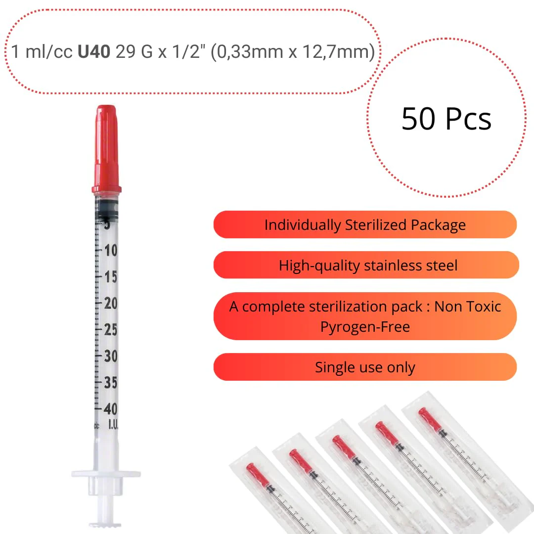 50 x 1ml/cc U40 Plastic Tube 29G (0.33 x 12.7mm) Multipurpose Measuring Tools Lab Accessories Individually Packed 50 x - Image 2