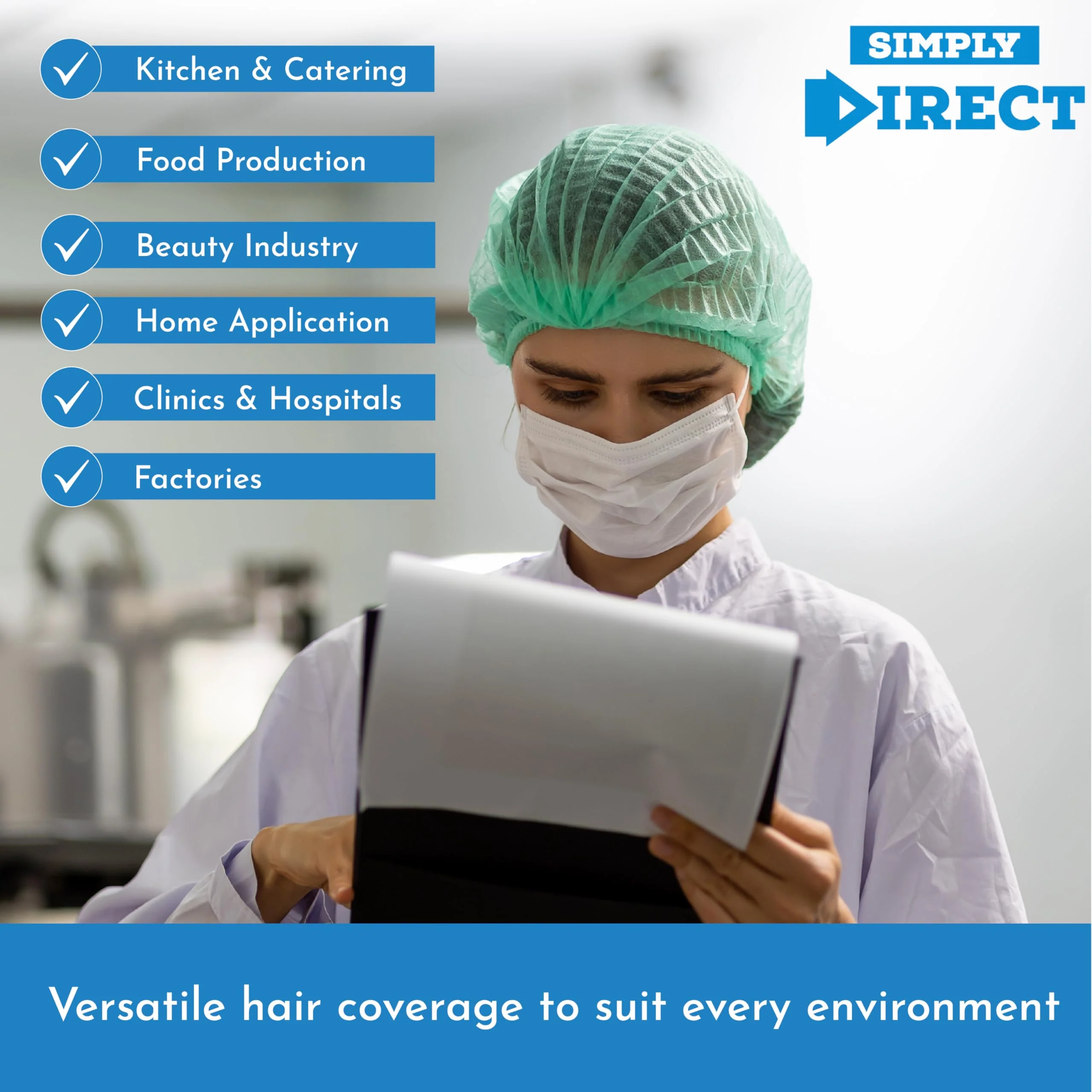 50 x simply direct Green Disposable Hair Net/Mob Caps in a Resealable Bag - Image 4