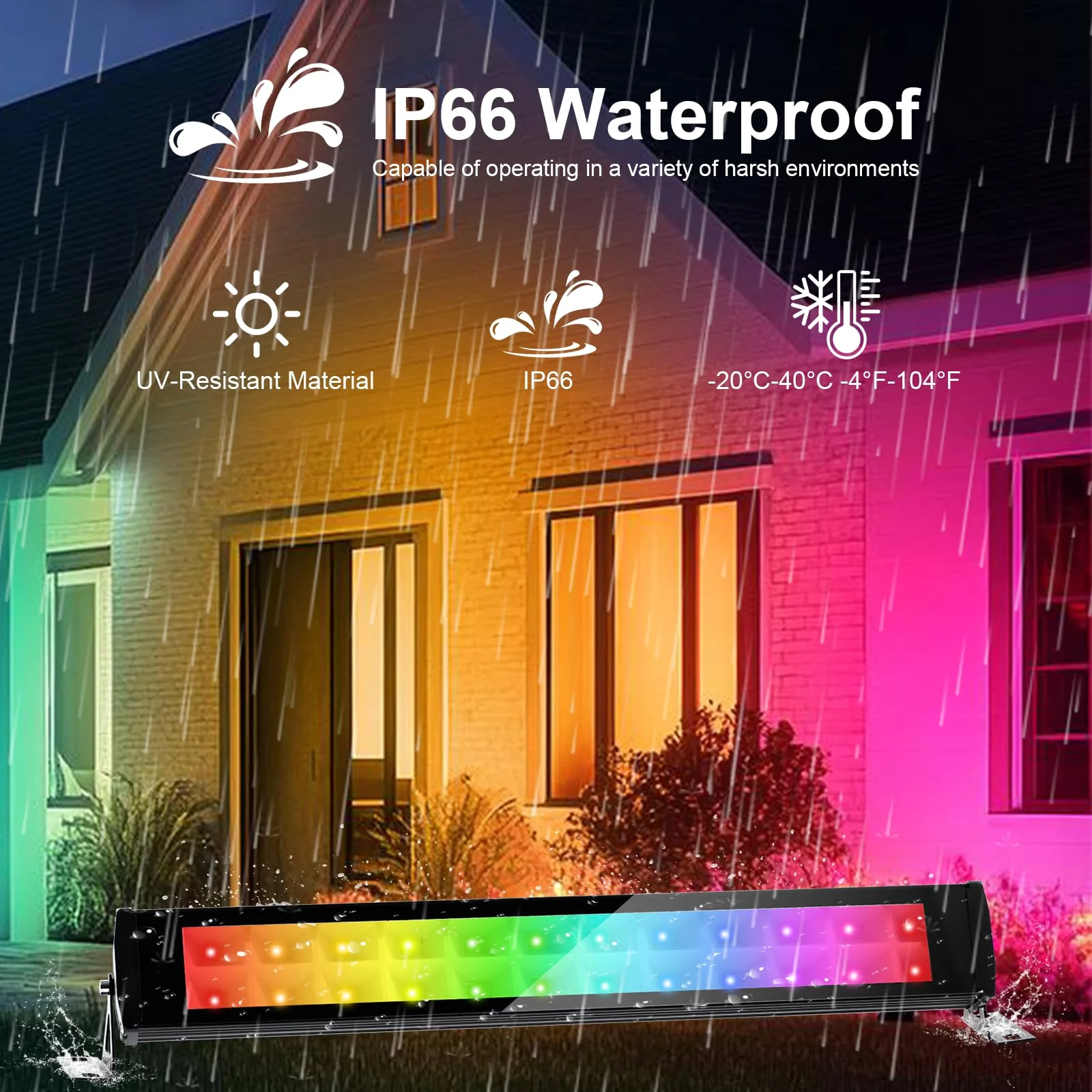 50W 2.4G Remote Control RGB Wall Washer Light, RGB Light bar with Remote Control & APP Control, for Birthday Party, Garden Lighting, Wall Display, Hotel, Building, Commercial Lighting 50W RGB*1 - Image 6