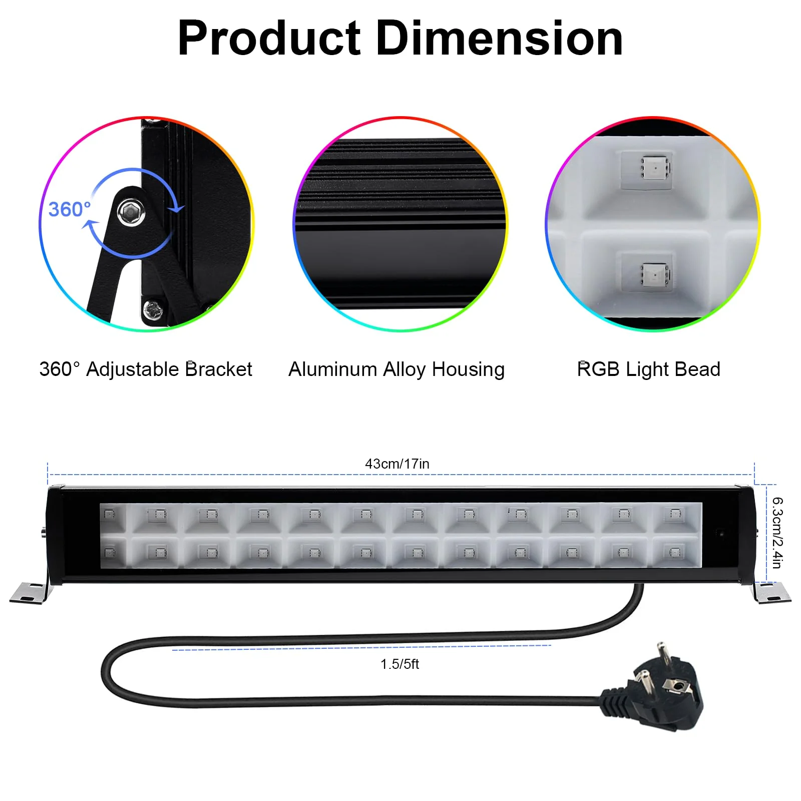 50W 2.4G Remote Control RGB Wall Washer Light, RGB Light bar with Remote Control & APP Control, for Birthday Party, Garden Lighting, Wall Display, Hotel, Building, Commercial Lighting 50W RGB*1 - Image 8