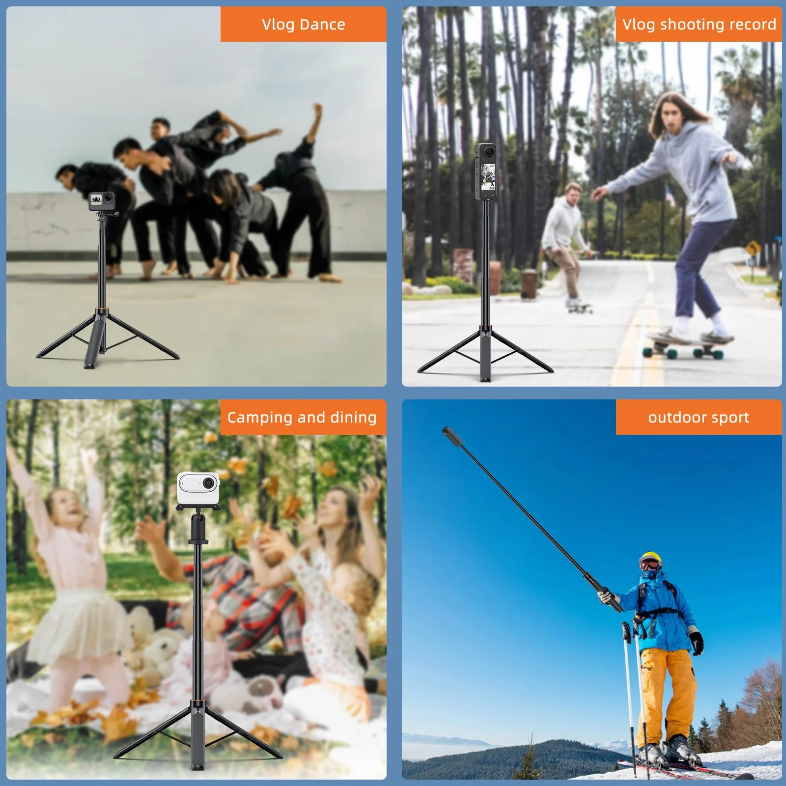 53.74‘’ Selfie Stick Extendable Camera Vlogging Tripod for DJI Action 5 Pro Insta 360 GO 3S/X4/X3,Camera Mount Extender Telescopic Rod Extension Pole,Osmo Pocket 3 Tripod for GoPro 13/12/11/10/9 - Image 6