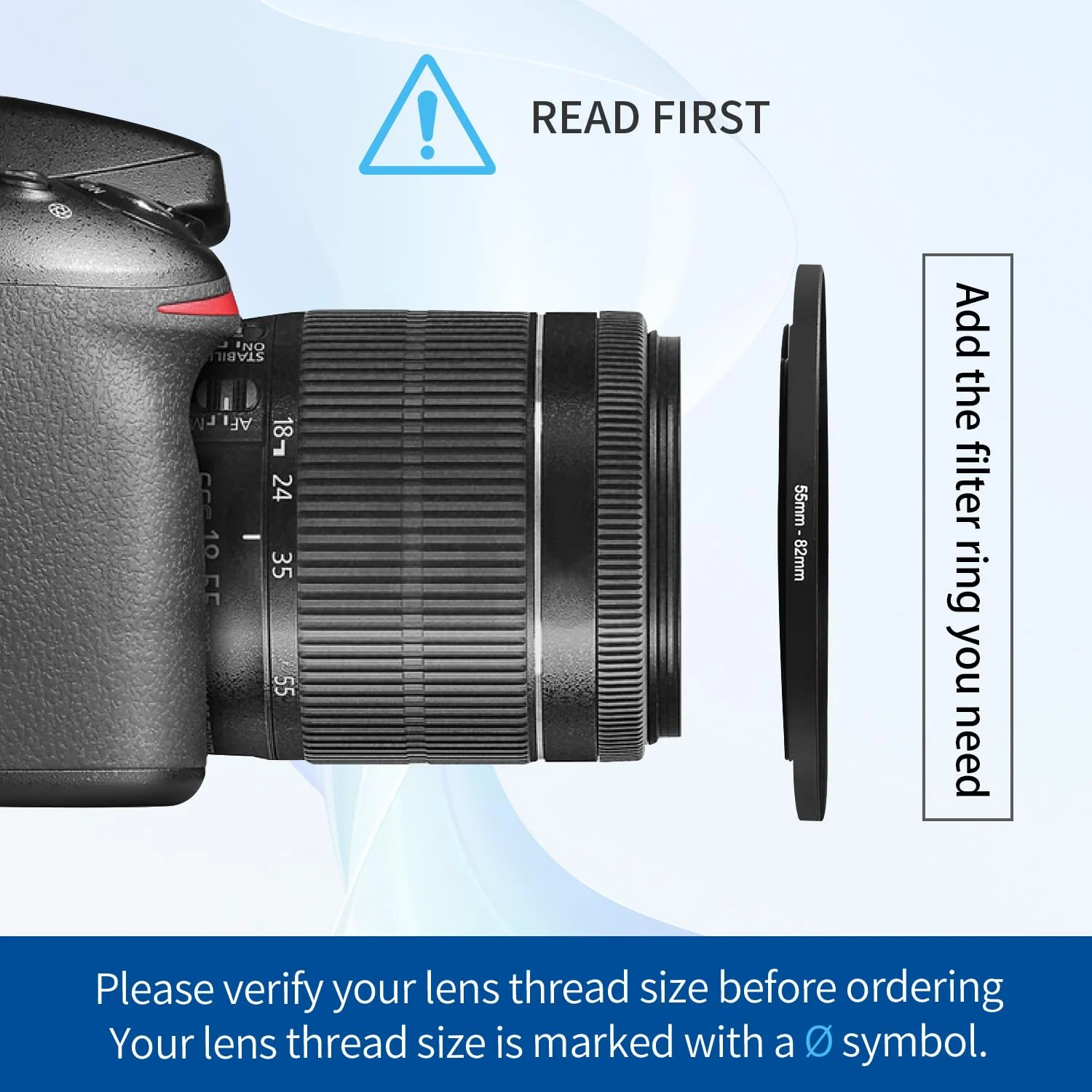 58-82mm Step-Up Ring Adapter, 58mm to 82mm Step Up Filter Ring for 58mm Lens Mount 82mm for DSLR Lenses and ND UV CPL IR Filters （58-82mm） 58-82MM - Image 3