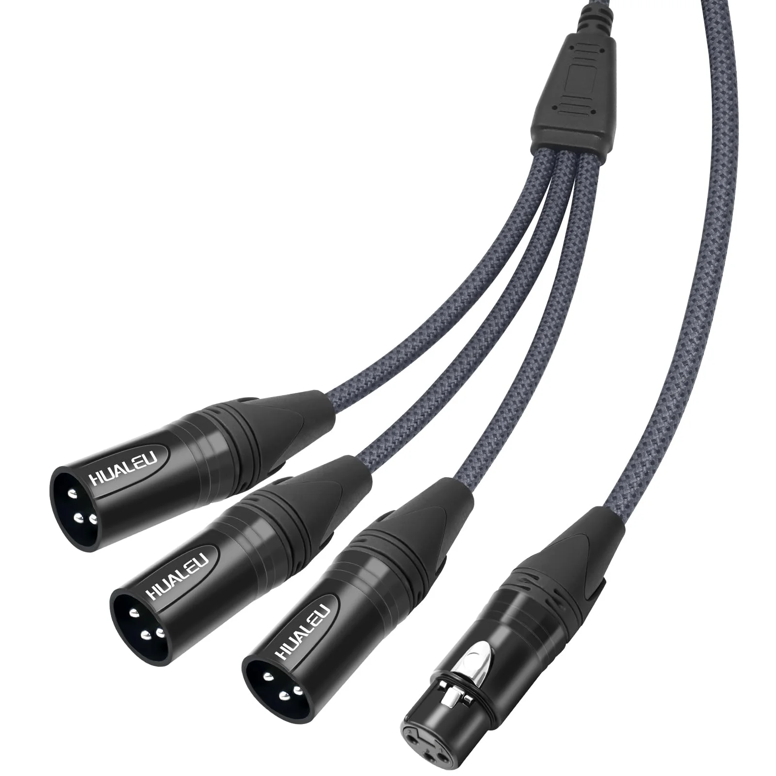 5FT XLR 1 Female to 3 Male Y Splitter Cable,3 Way XLR Splitter Balance 1 Female to 3 Male Audio Cable for Mixer Microphone-One Microphone Connects 3 interfaces 1 Pack 5Feet XLR 1 F To 3 M