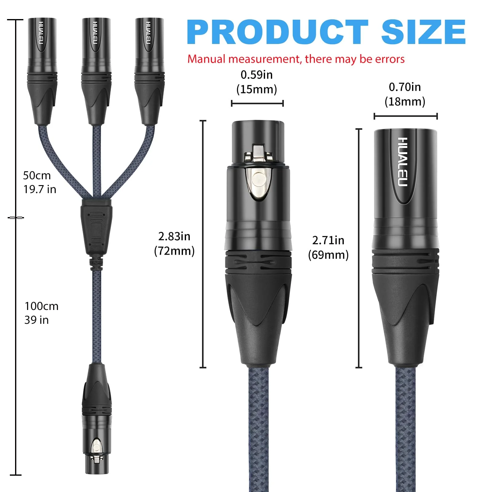 5FT XLR 1 Female to 3 Male Y Splitter Cable,3 Way XLR Splitter Balance 1 Female to 3 Male Audio Cable for Mixer Microphone-One Microphone Connects 3 interfaces 1 Pack 5Feet XLR 1 F To 3 M - Image 3