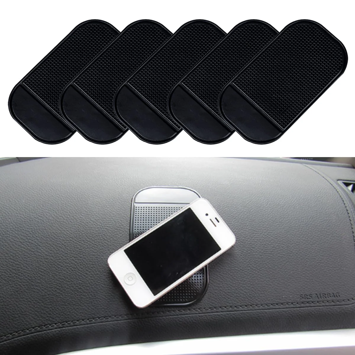 5PCS Car Dashboard Non-Slip Mat, Anti-Slide Sticky Multifunctional Pads for Auto Dashboard, Cell Phone Bracket Mat, Fit for Cell Phones, Keys, Sunglasses, GPS, Coins, Mirrors