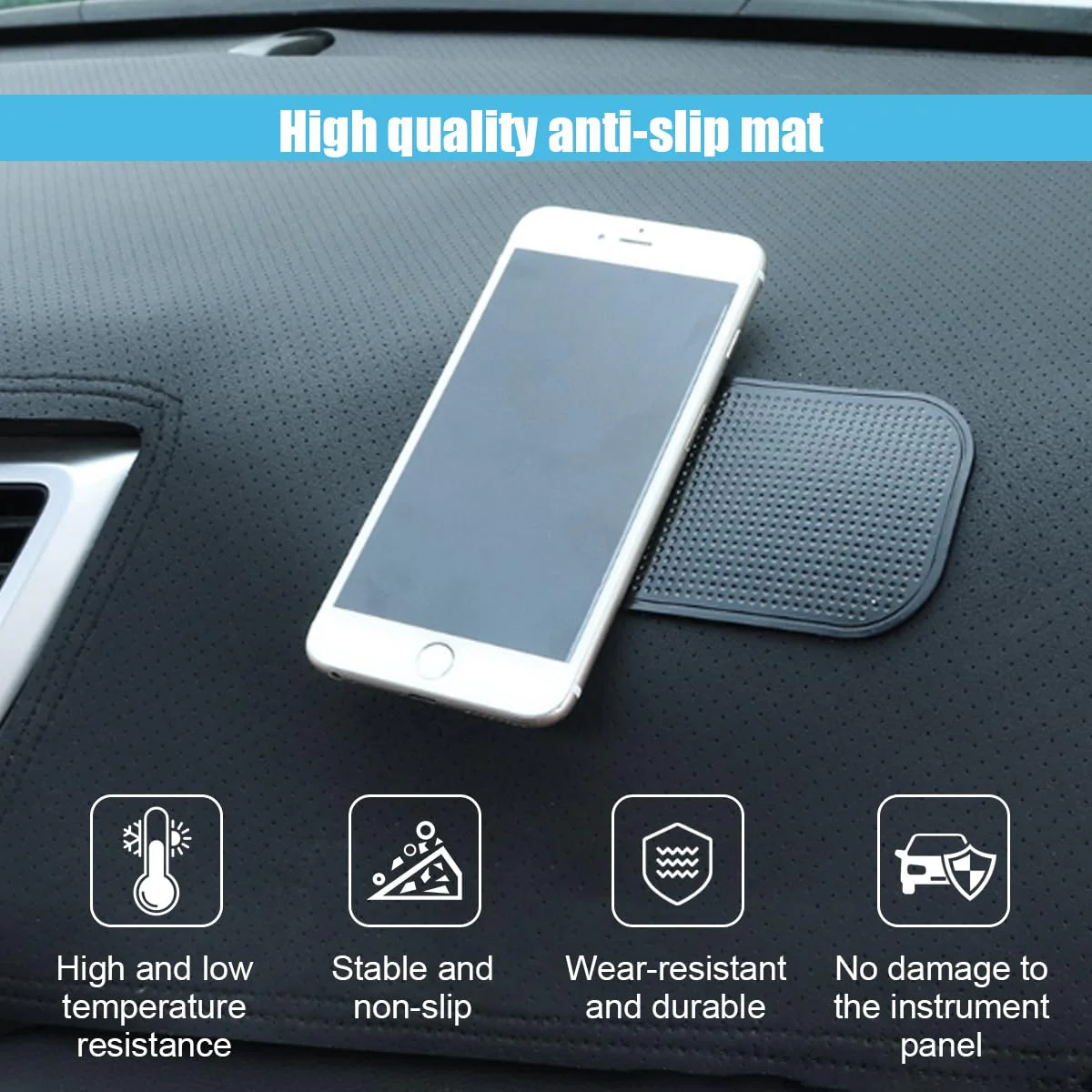 5PCS Car Dashboard Non-Slip Mat, Anti-Slide Sticky Multifunctional Pads for Auto Dashboard, Cell Phone Bracket Mat, Fit for Cell Phones, Keys, Sunglasses, GPS, Coins, Mirrors - Image 3