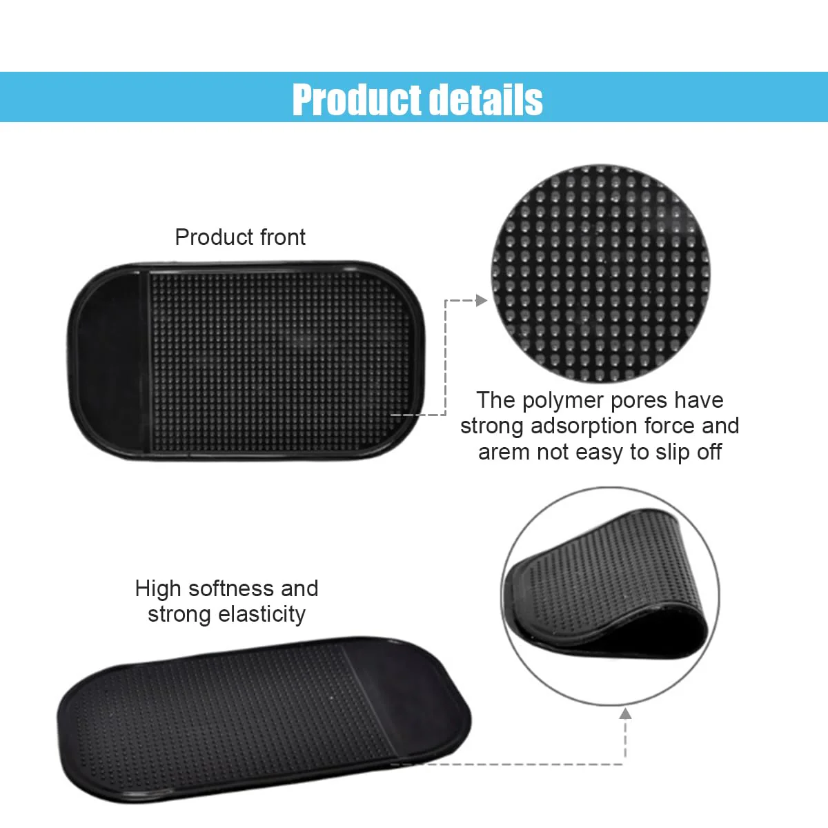 5PCS Car Dashboard Non-Slip Mat, Anti-Slide Sticky Multifunctional Pads for Auto Dashboard, Cell Phone Bracket Mat, Fit for Cell Phones, Keys, Sunglasses, GPS, Coins, Mirrors - Image 4