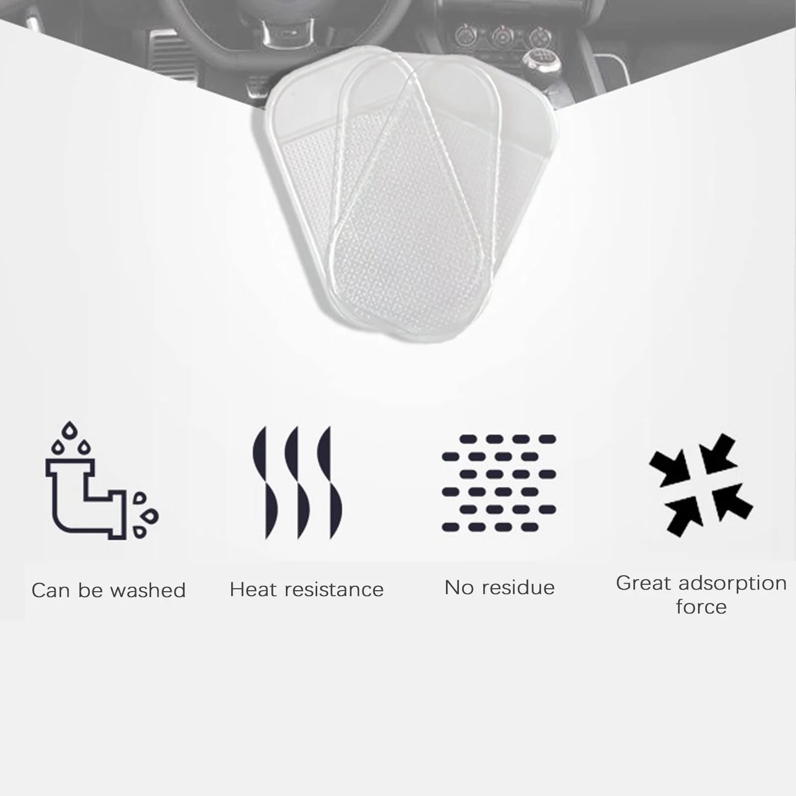 5PCS Extra-Strong Anti-Slip Pad Car Dashboard Sticky Pad Removable Silicone Gel Mat Washable Multi-Purpose PU Gel for Cell Phone Tablet (White) White - Image 2