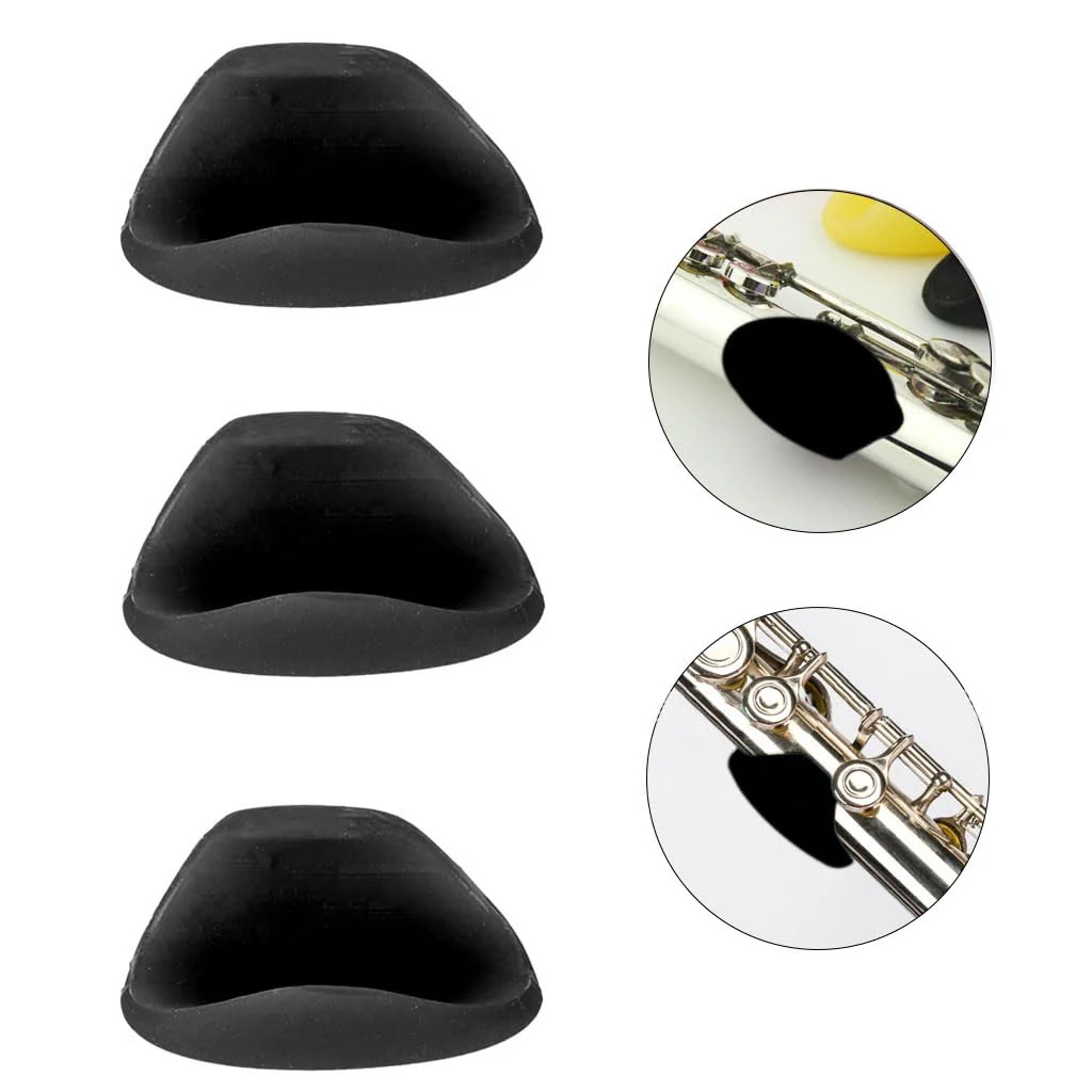 5pcs Flute Thumb Rest Cushion Soft Silicone Finger Cover Flute Wind Instrument Parts Accessories Black - Image 2