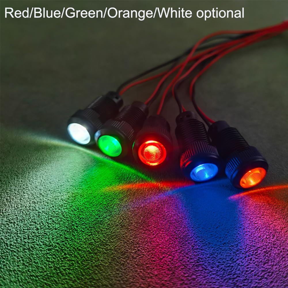 5pcs LED Plastic Indicator Pilot Light AC/DC 12-24V Mounting Hole Size 12mm(Blue) blue/AC/DC 12-24V/black shell - Image 2