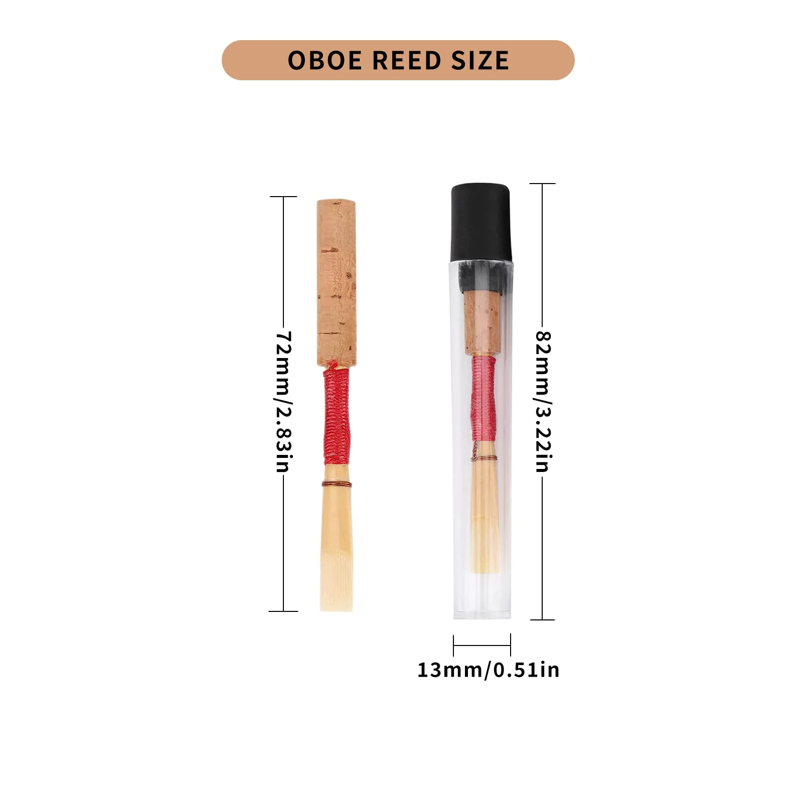 5PCS Oboe Reeds Medium, Oboe Reed with 72mm/2.83" Reed, Oboe Instrument Accessory, No Soaking Required, Oboe Reeds for Beginners, 82 x 13 x 13mm - Image 6