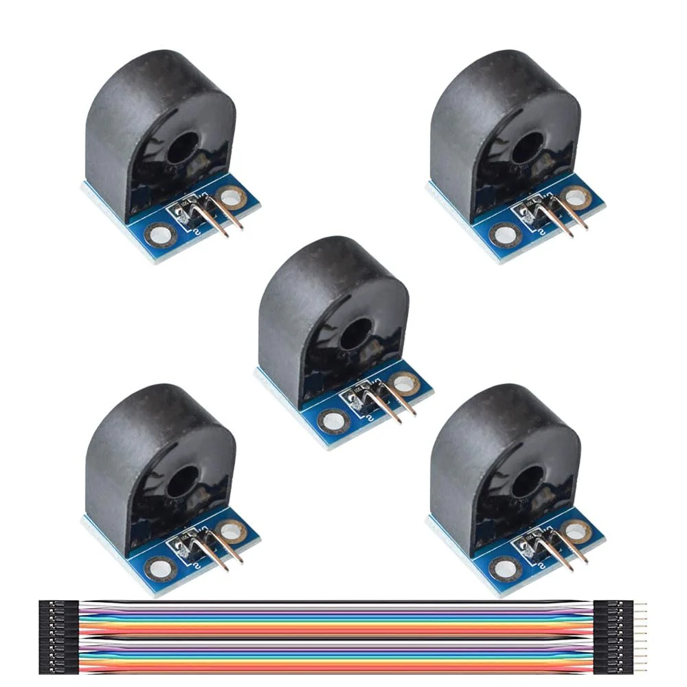 5pcs ZMCT103C 5A Current Sensor Single-Phase Micro Current Transformer Module, AC Active Precision Output Card 5mA Max 3000V Measurement, with Cable, for Arduino