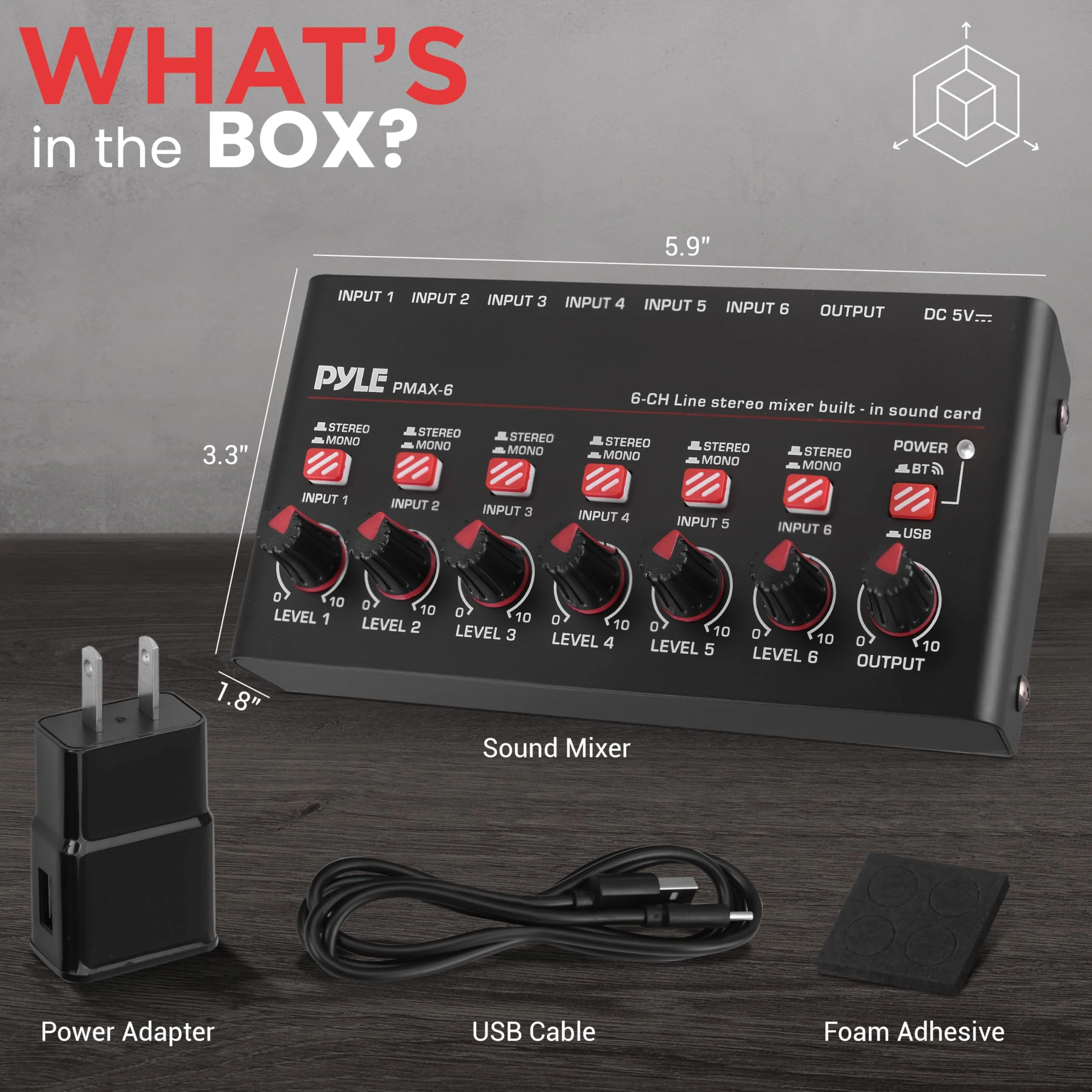 6-Channel Wireless BT Streaming Mini Line Mixer with USB Audio Interface - 6 Mono/Stereo Switching Inputs | Ultra-low Noise Design with High Headroom | Built-in USB Sound Card 6 Channel - Image 7