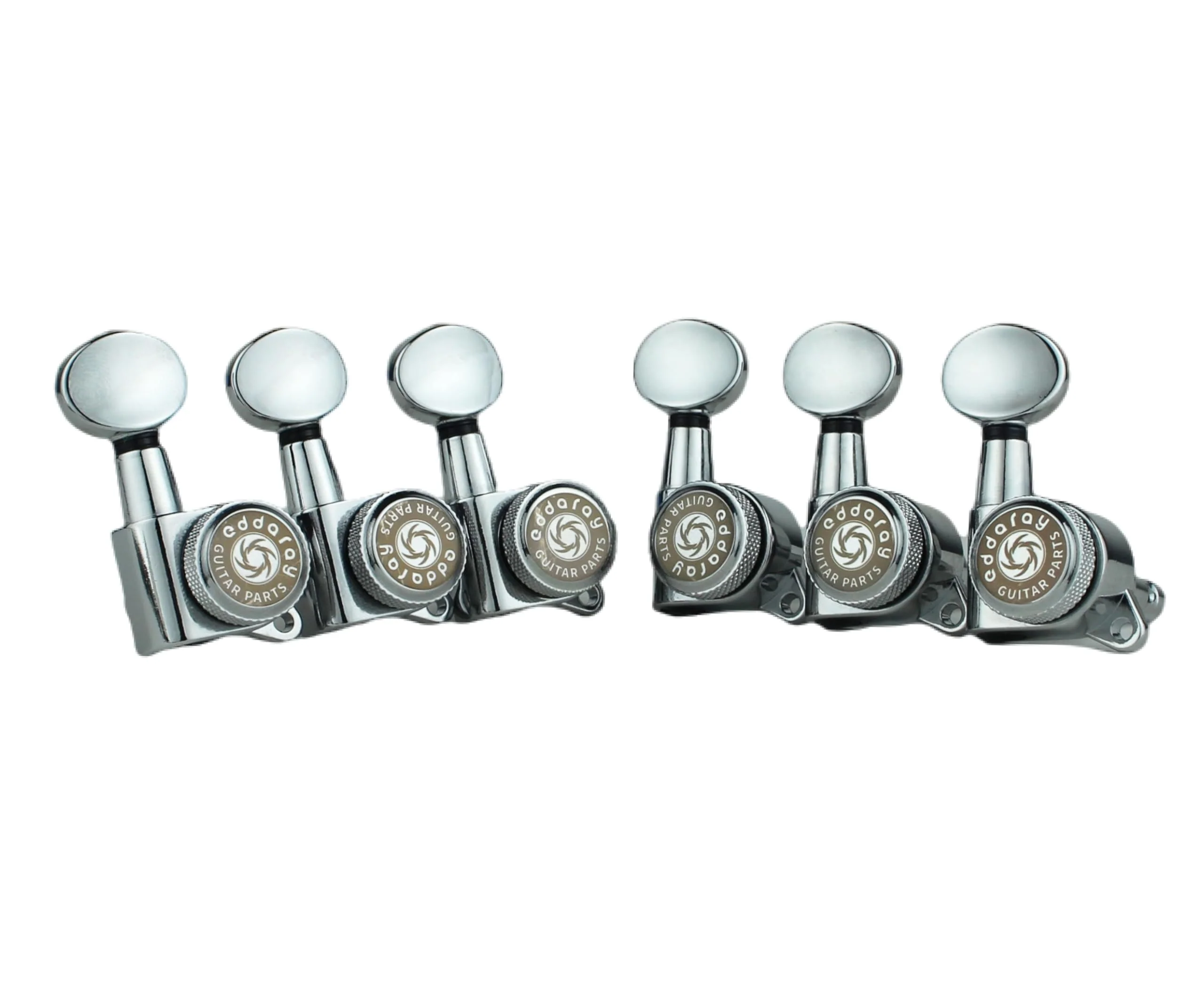 6 In-line Guitar Locking Tuners 6 Right Hand – 1:18 Gear Ratio Lock String Tuning Key Pegs Machine Heads Set with Oval Shaped Knob Replacement, (E-105SP, Chrome) 6 for Right