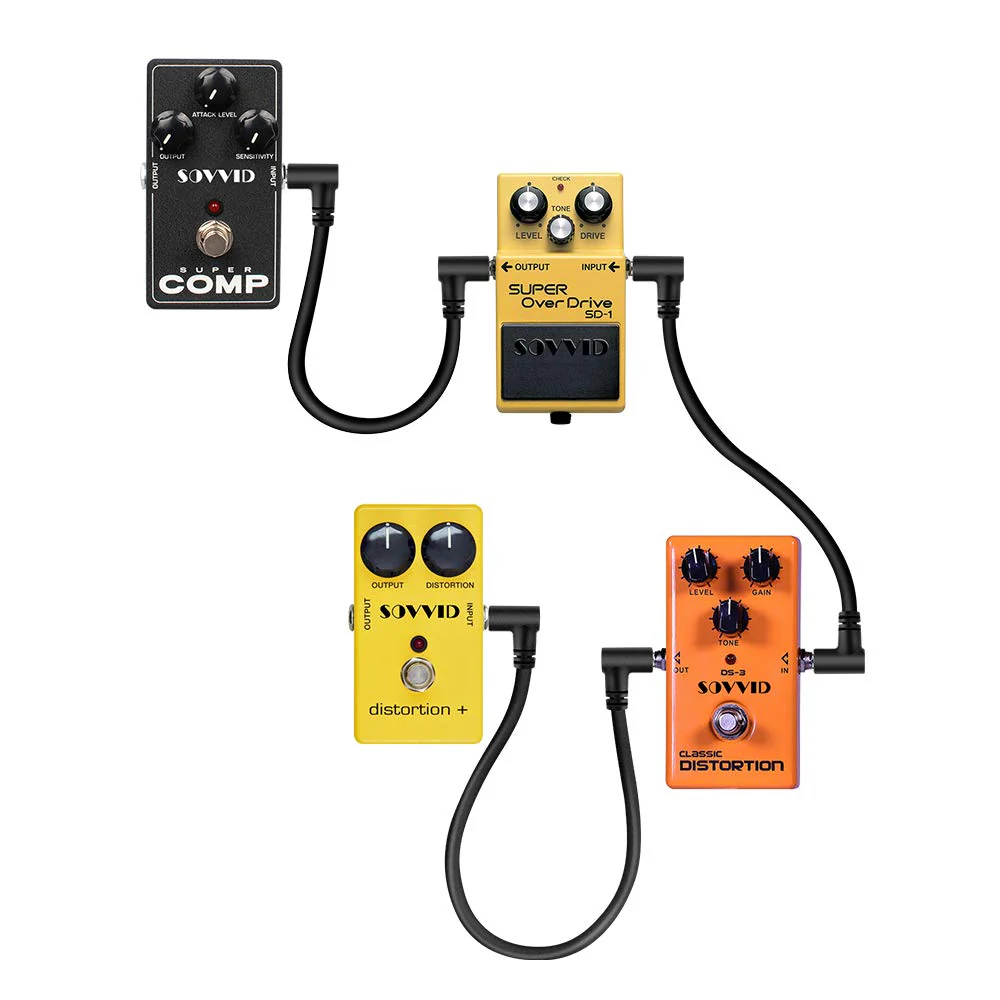 6 Pack 6 Inch Guitar Patch Cables, Black Guitar Pedal Cable Effect Cable Cord, 1/4" inch TS Right Angle Guitar Patch Cable - Image 5