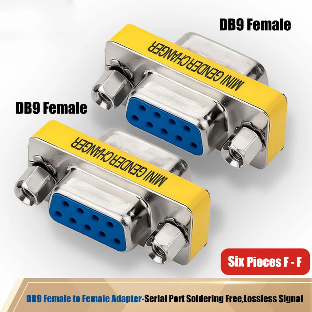 6-Pack 9Pin RS232 Serial Cable DB9 Female to Female Mini Gender Changer Adapter Coupler Connector Female to Female,6-PACK - Image 2