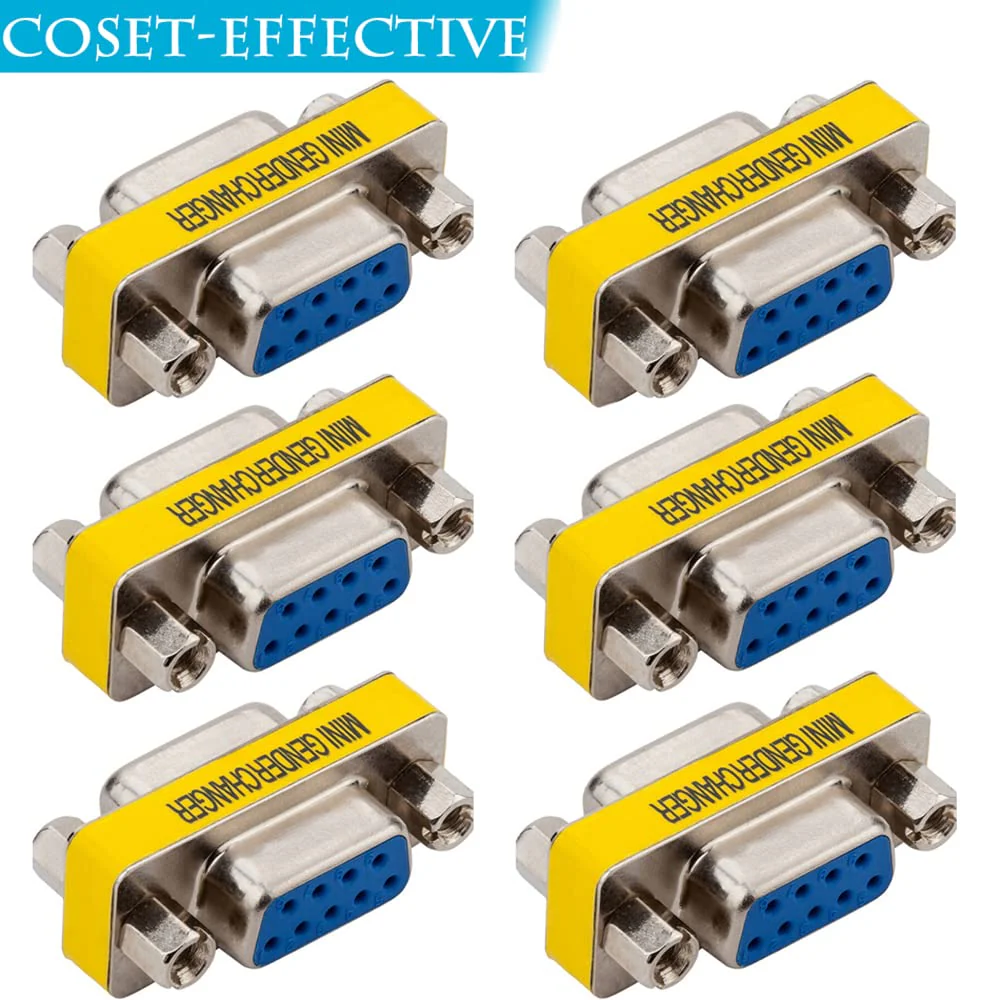 6-Pack 9Pin RS232 Serial Cable DB9 Female to Female Mini Gender Changer Adapter Coupler Connector Female to Female,6-PACK - Image 3