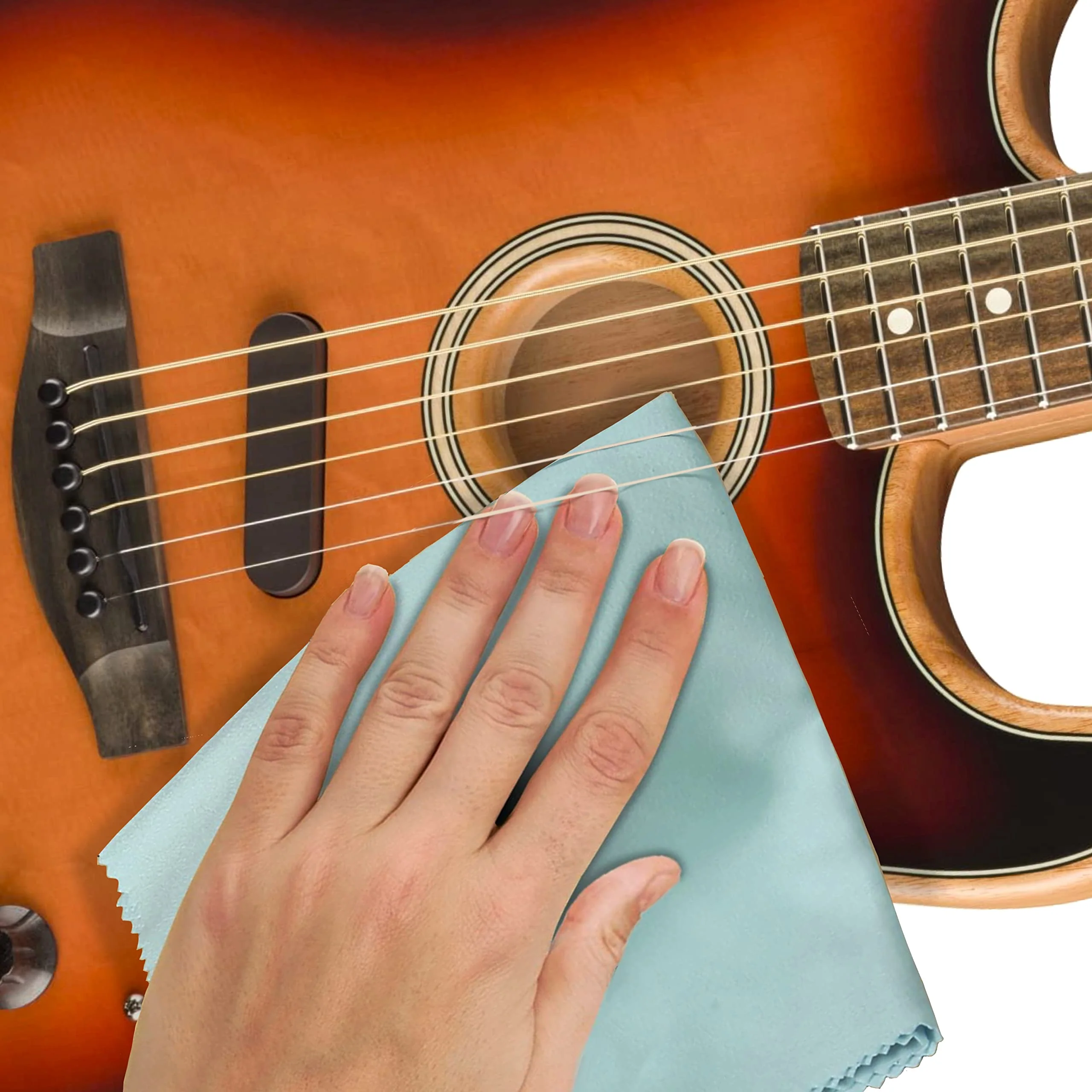 6 Pack Guitar Cloths, 12"x12" Microfiber Flute Cleaning Cloth for Musical Instruments Polishing & Cleaning Cloths for Guitar Flute Violin Piano Clarinet Trumpet Sax - Image 6
