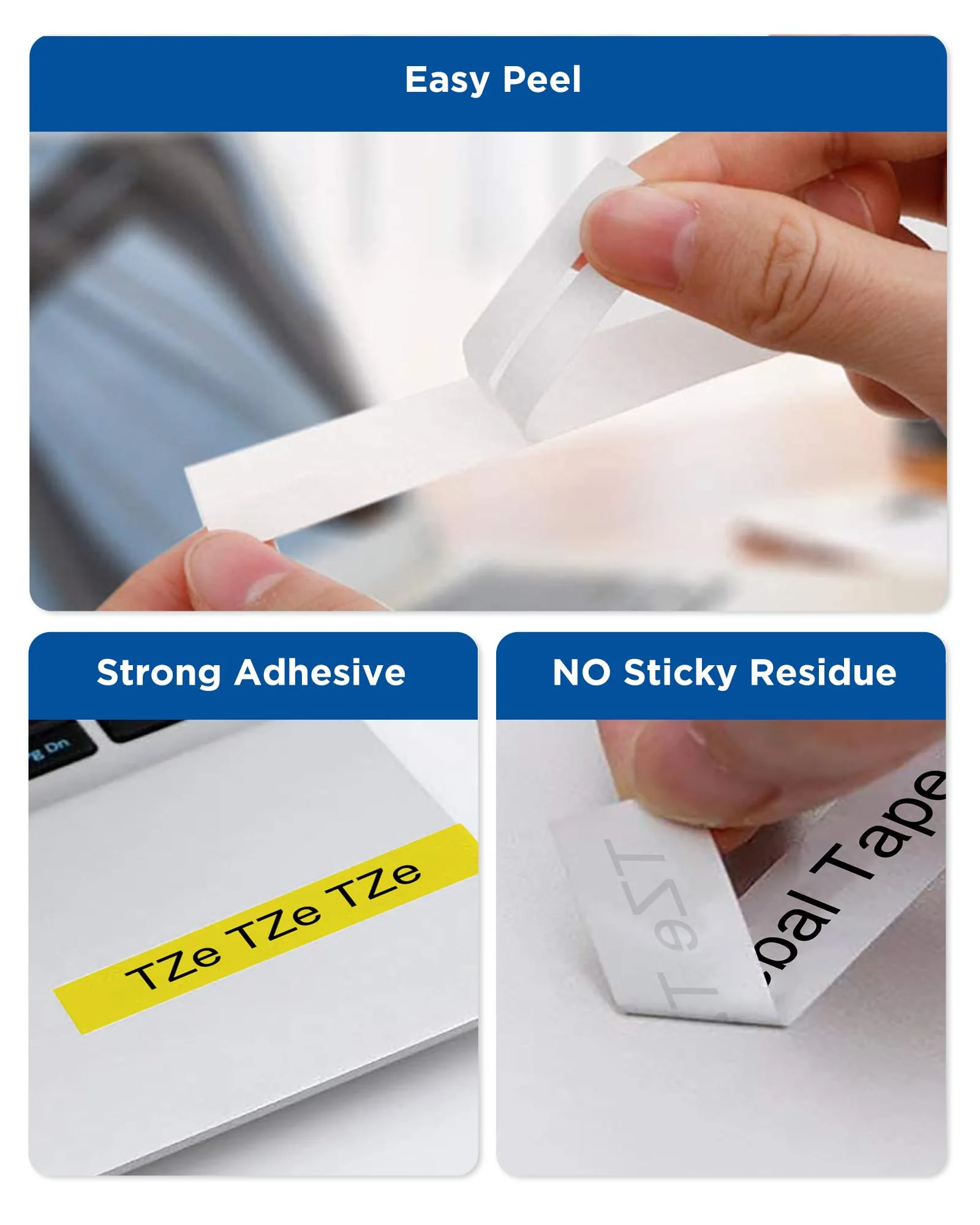 6-Pack Replacement for Brother P Touch Label Tape TZe-231 131 431 531 631 731 12mm 0.47 Laminated Label Maker Tape Multi-Color Work for PT-D210 H110 D220 D410 D600, Clear/White/Red/Blue/Yellow/Green - Image 5