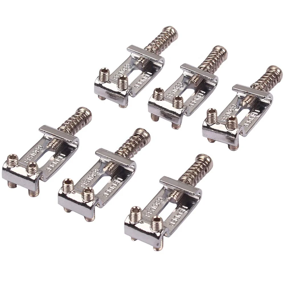 6 Pack Roller Tremolo Bridge Saddles for Strat Stratocaster and Tele Telecaster Electric Guitars, Nickel Silver