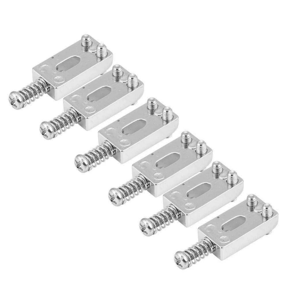 6 Pcs Electric Guitar Tremolo Saddles Bridge for Electric Guitar Replacement with Wrench Silver - Image 2