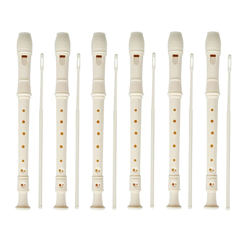 6 Pieces 8 Hole Descant Soprano Recorder for Kids, Plastic Music Recorder Instrument Kid Music Flute with Cleaning Rod 6 Pack