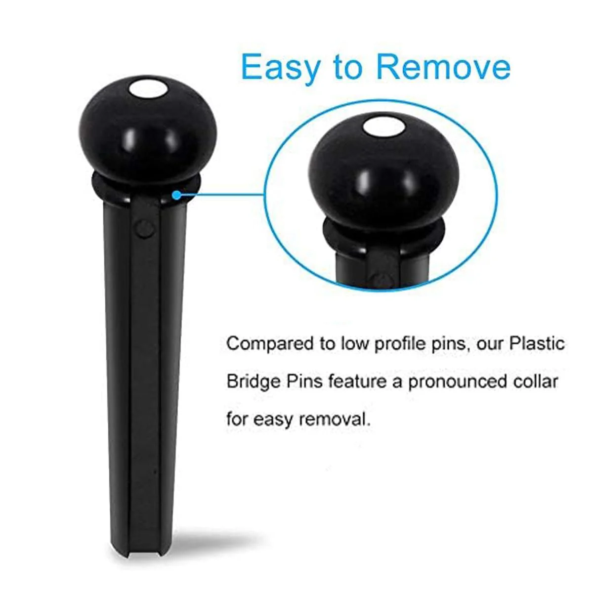 6 String Guitar Bridge Saddle Nut Pins Replacement Parts Set, Guitar Rosewood Bridge, 6Pcs Bridge Pins, End Pin, Guitar 6 String, Saddle and Nut Accessories for Acoustic Folk Guitar Black - Image 5