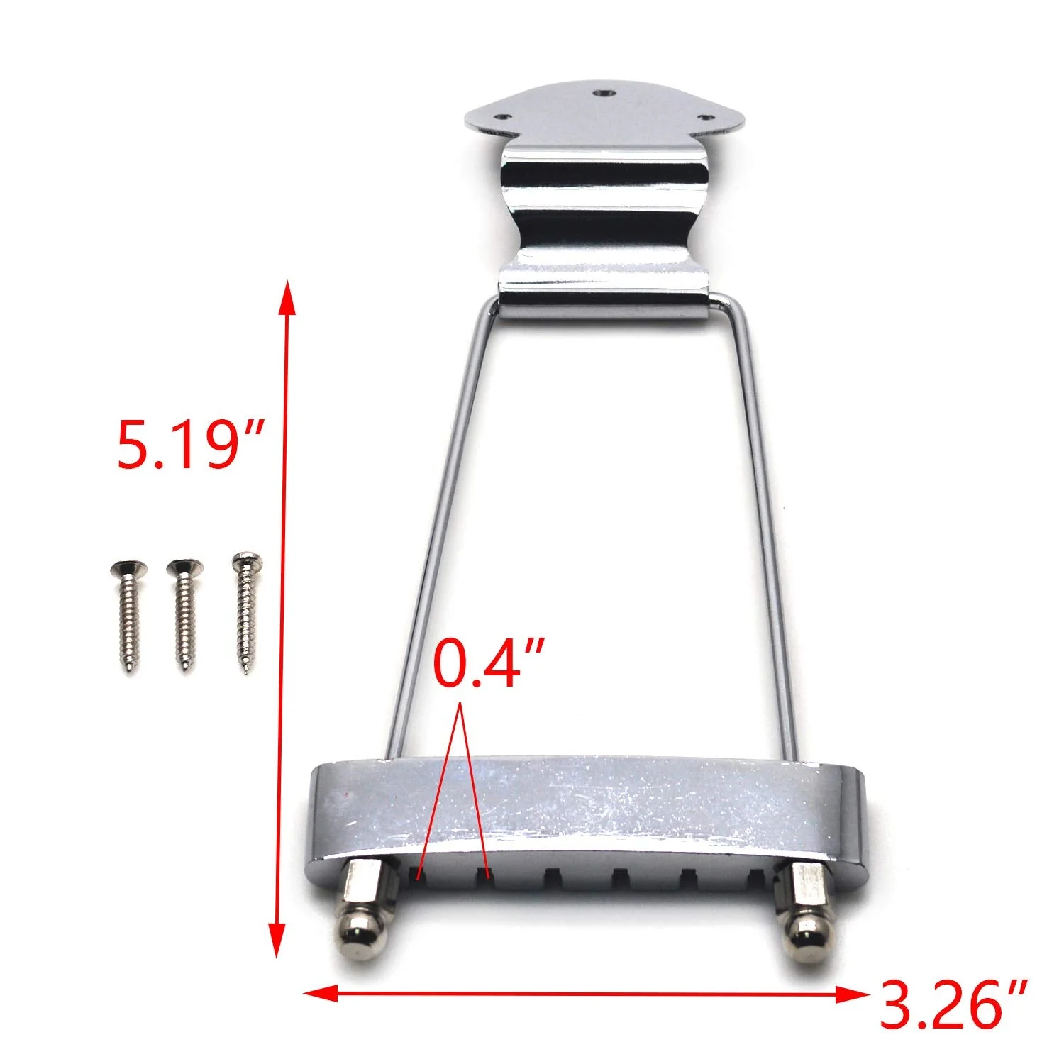 6-String Trapeze Tailpiece Bridge Metal Replacement Accessories for LP Jazz Archtop Guitar with Screws (Silver) Chrome - Image 2