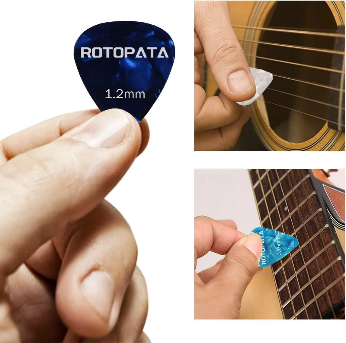 60 Pack Guitar Picks with Organizer Storage Box, 0.5 0.58 0.75 0.84 1.0 1.2mm Includes Thin Medium Heavy Thickness & Variety Colorful Celluloid Plectrums for Bass Electric Acoustic Guitars Ukulele - Image 3
