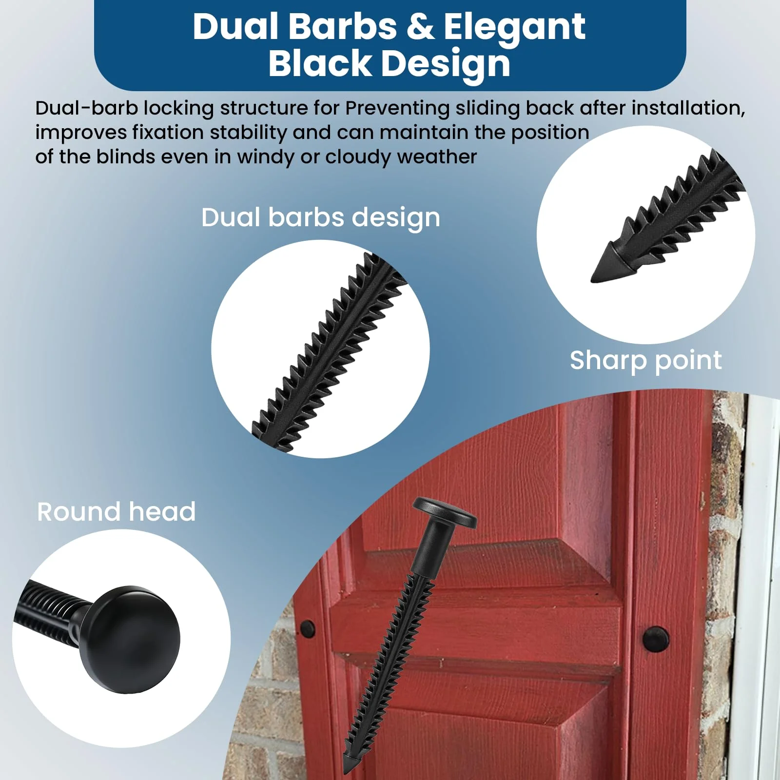 60 Pcs 3 Inch Vinyl Shutter Fasteners Heavy-Duty Shutter Loks for Exterior Decorative Shutters, UV-Resistant & Rustproof Peg Lok Pins with Enhanced Grip for Vinyl/Aluminum/Wood Shutters - Image 4