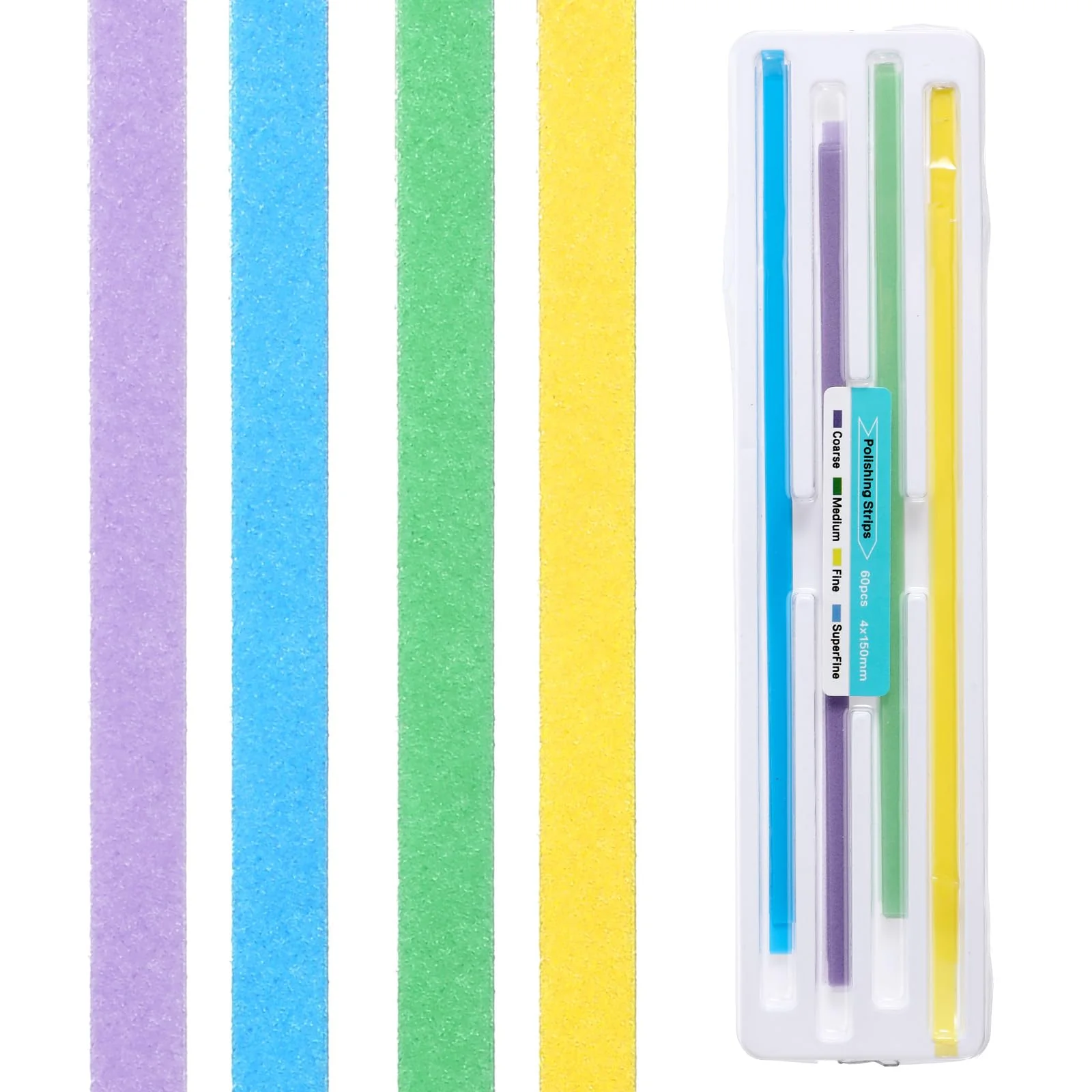 60 Pcs Dental Polishing Strips Teeth Sanding Grinding Tool Universal Dental Abrasive Strips Teeth Polishing Finishing 4mm x 150mm Finishing Tooth File for Oral Care Cleaning Gloss Contouring 60