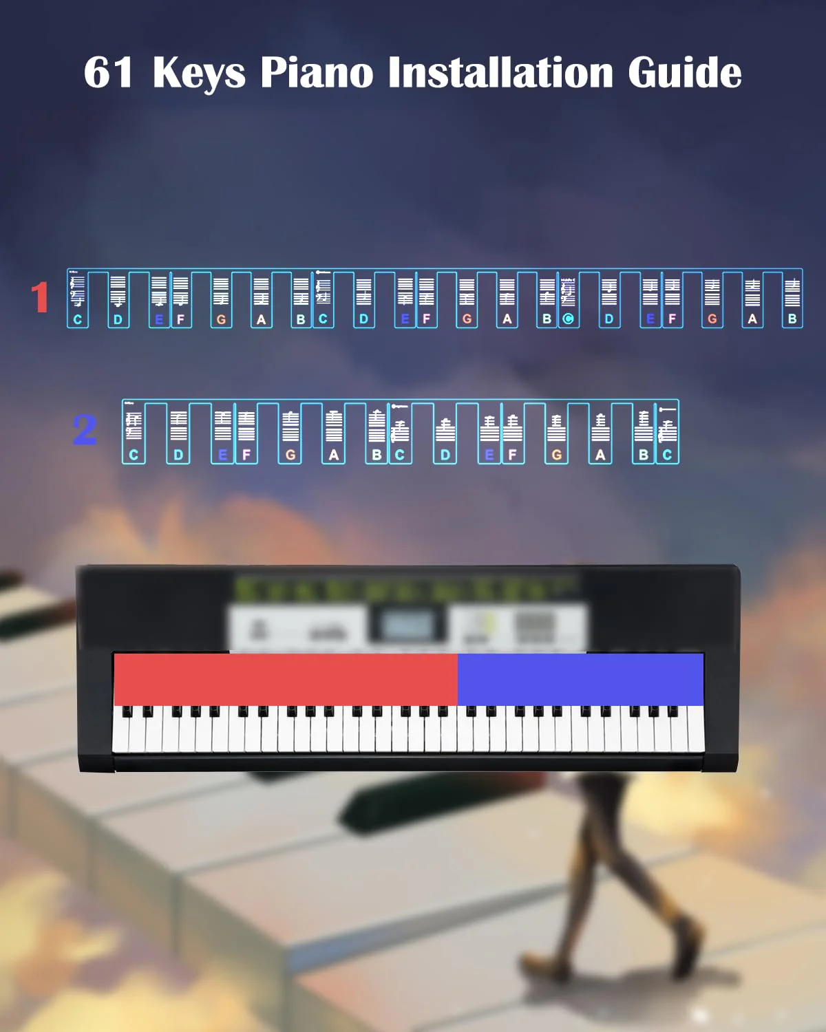61-Key Removable Piano Keyboard Note Labels, Colorful Silicone Key Labels for Beginners, Reusable Piano Notes Guide with Box, Easy to Read, No Stickers Required Color-61 Key - Image 7