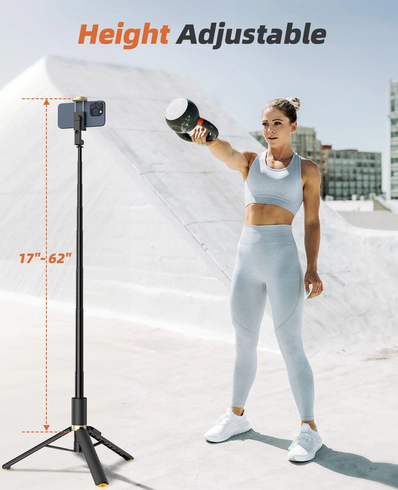 62" Phone Tripod & Selfie Stick, Tripod for iPhone with Remote, Portable, Lightweight Travel Tripod for Selfies Video Recording Vlog, Extendable Phone Tripod Stand Compatible with iPhone Android Black - Image 2