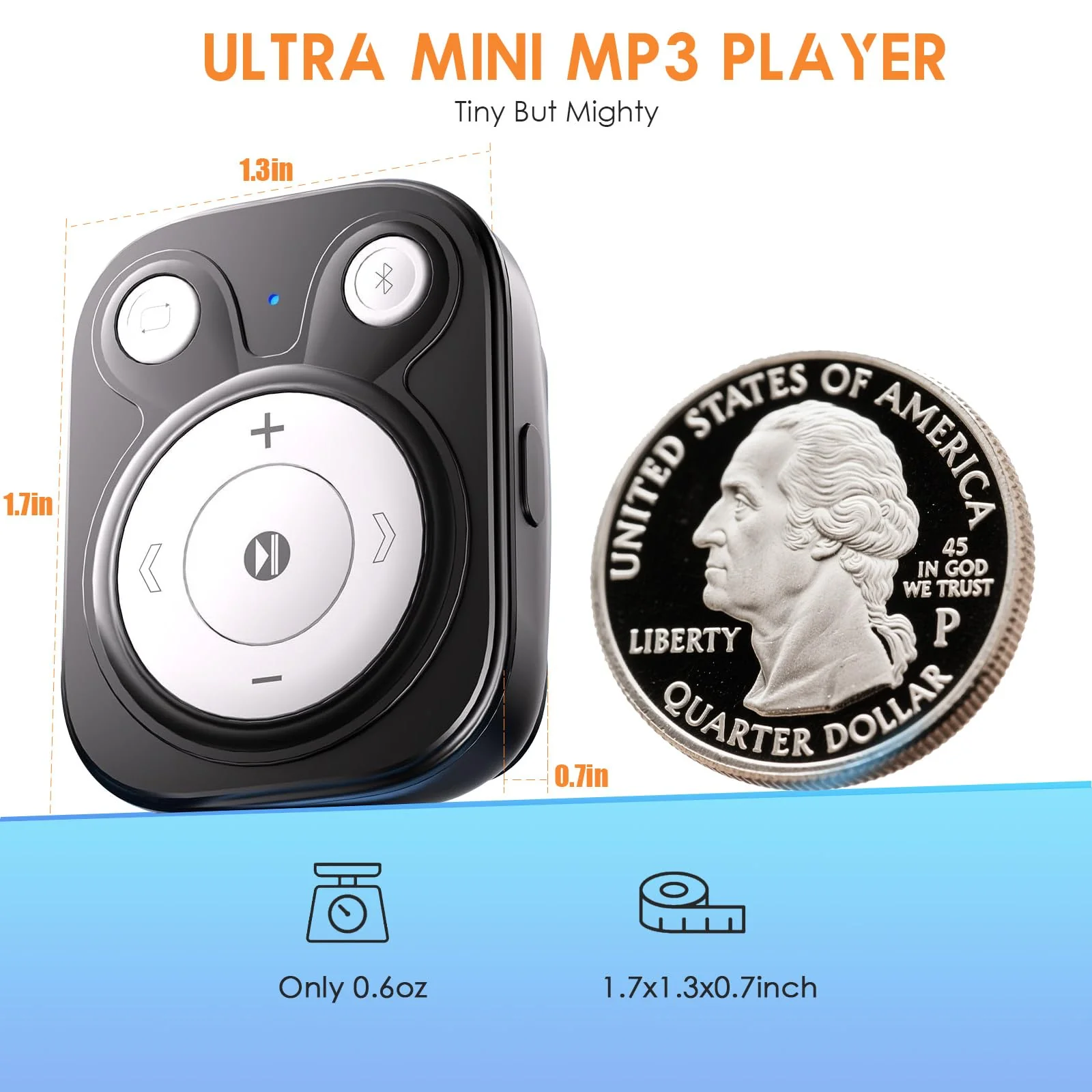 64GB Clip MP3 Player with Bluetooth 5.3: 15 Hrs Battery Mini Music Player, Earphones Included, 1000+ Songs Storage, No Phone Needed, Portable MP3 Players for Kids, Sports, Reading, Learning, Meetings 64GB Black - Image 5